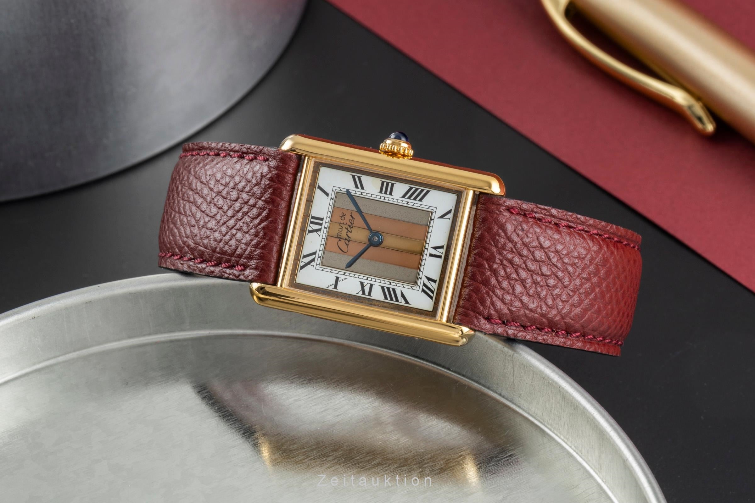 Cartier must Tank LM Trinity Dial Silber vergoldet Quarz Medium Size Ref. 590005 [2504764]