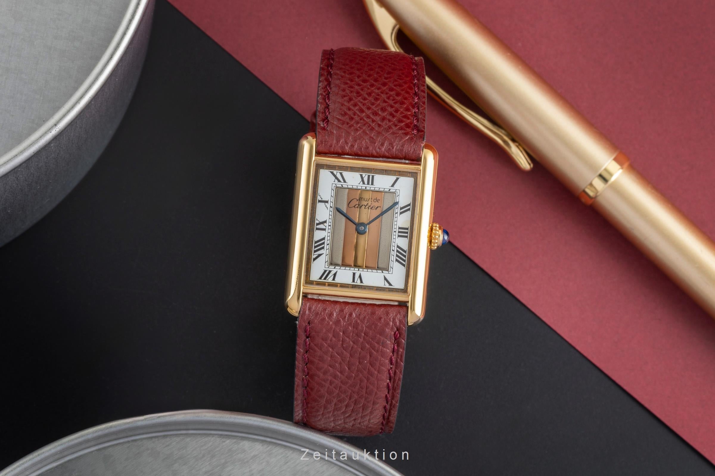Cartier must Tank LM Trinity Dial Silber vergoldet Quarz Medium Size Ref. 590005 [2504764]