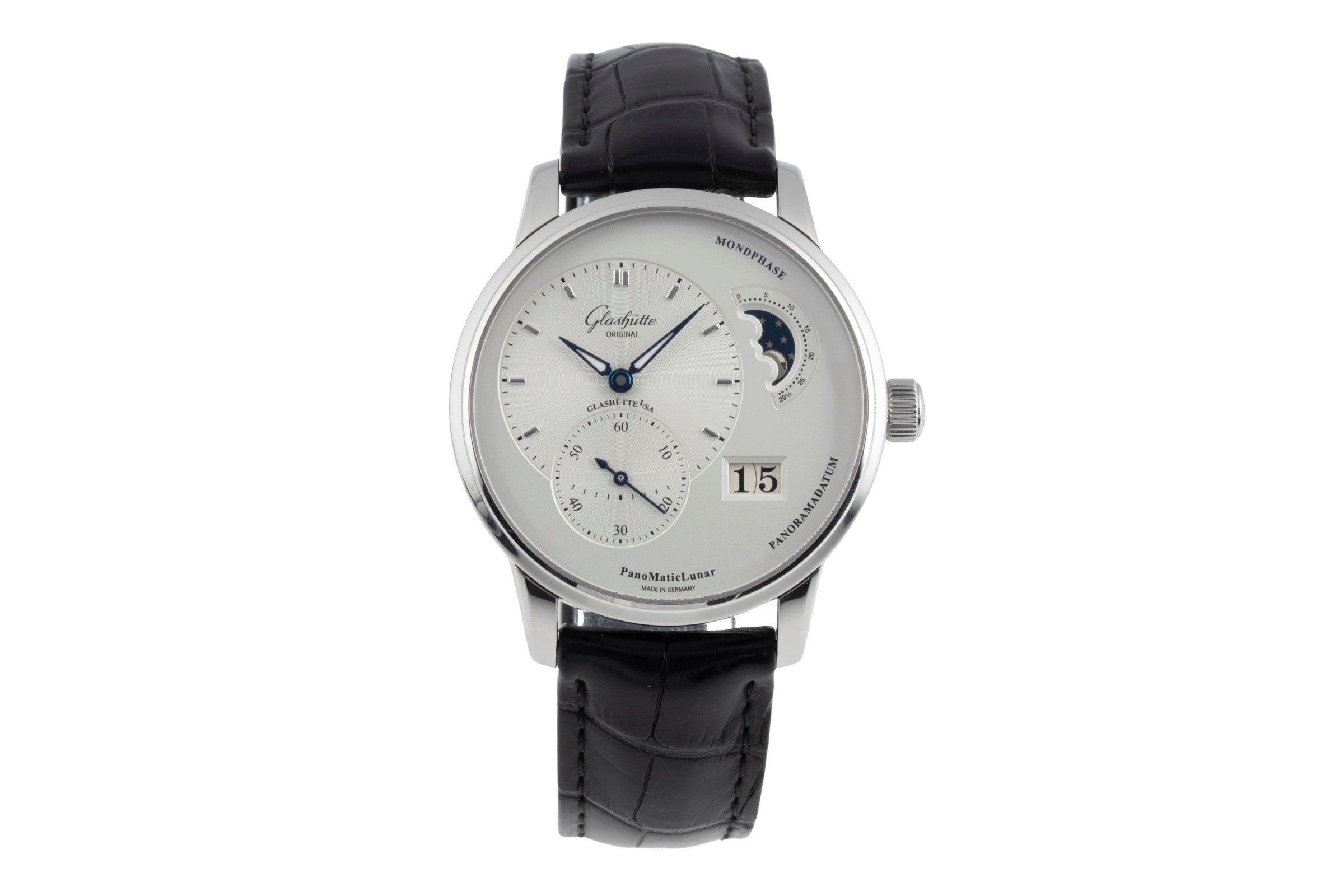 Glashütte PanoMaticLunar acier automatique montre pour hommes 1-90-02-42-32-05 LP: 11800EUR  [2504772]