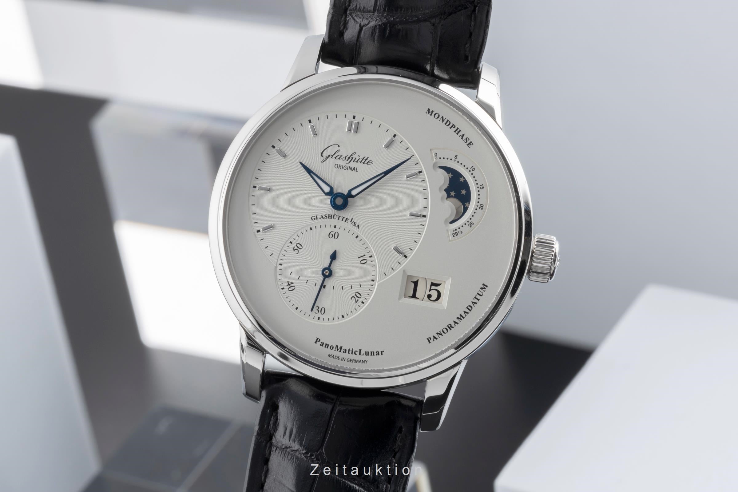 Glashütte PanoMaticLunar acier automatique montre pour hommes 1-90-02-42-32-05 LP: 11800EUR  [2504772]
