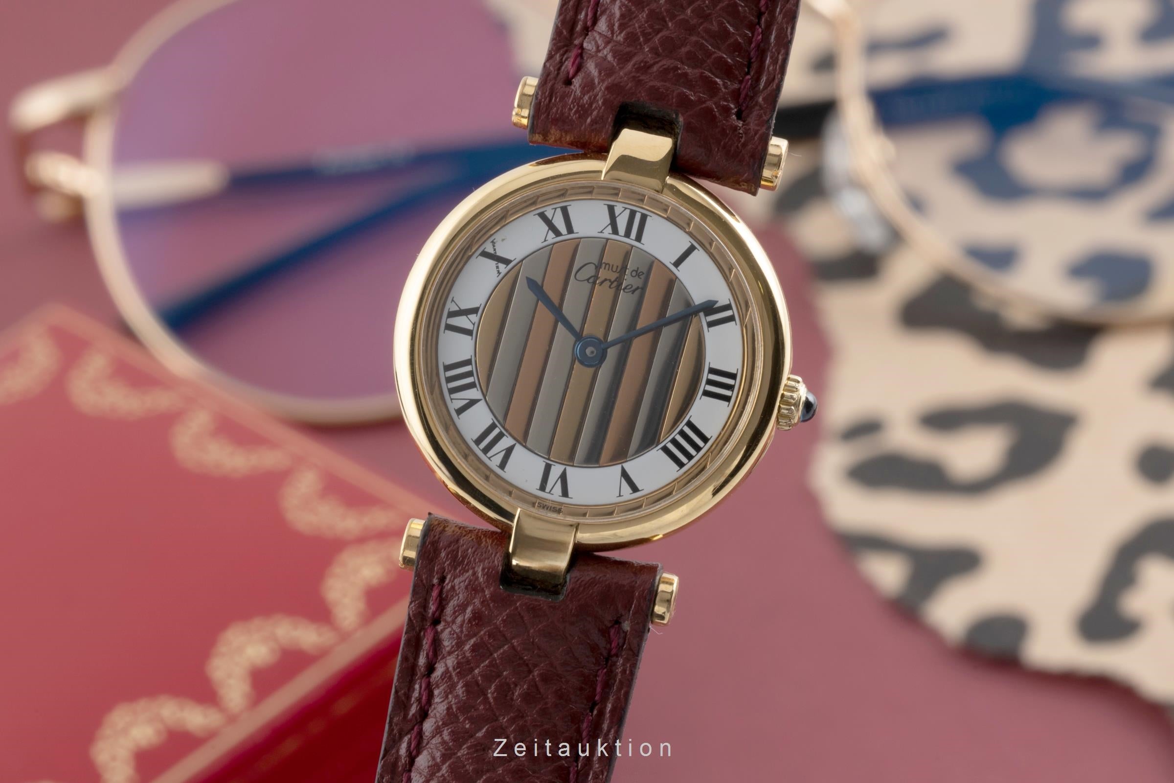 Cartier Vendome argent doré quartz montre pour femmes 84978213  [2504822]