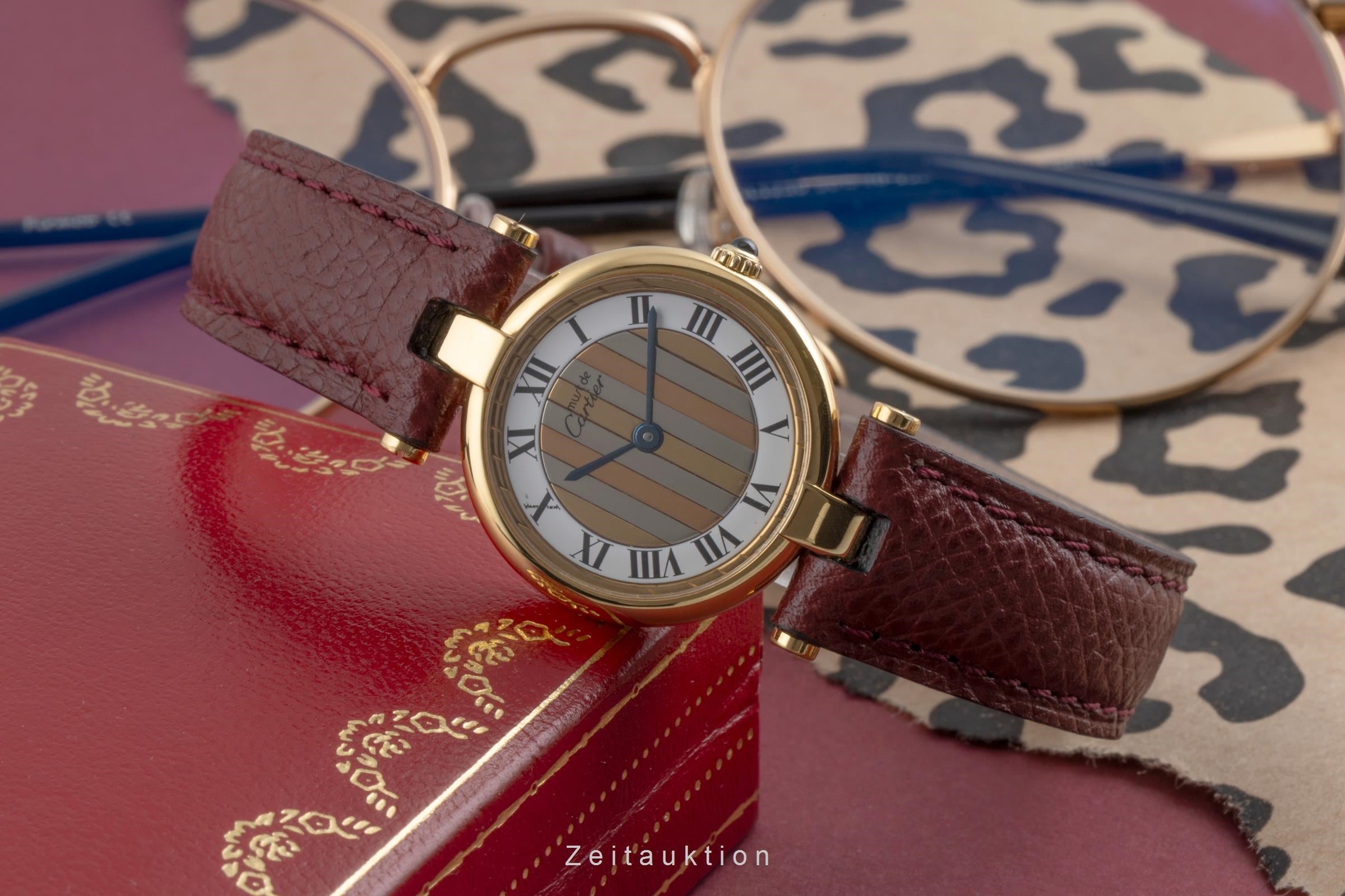 Cartier Vendome plata banada en oro cuarzo reloj para damas  84978213  [2504822]