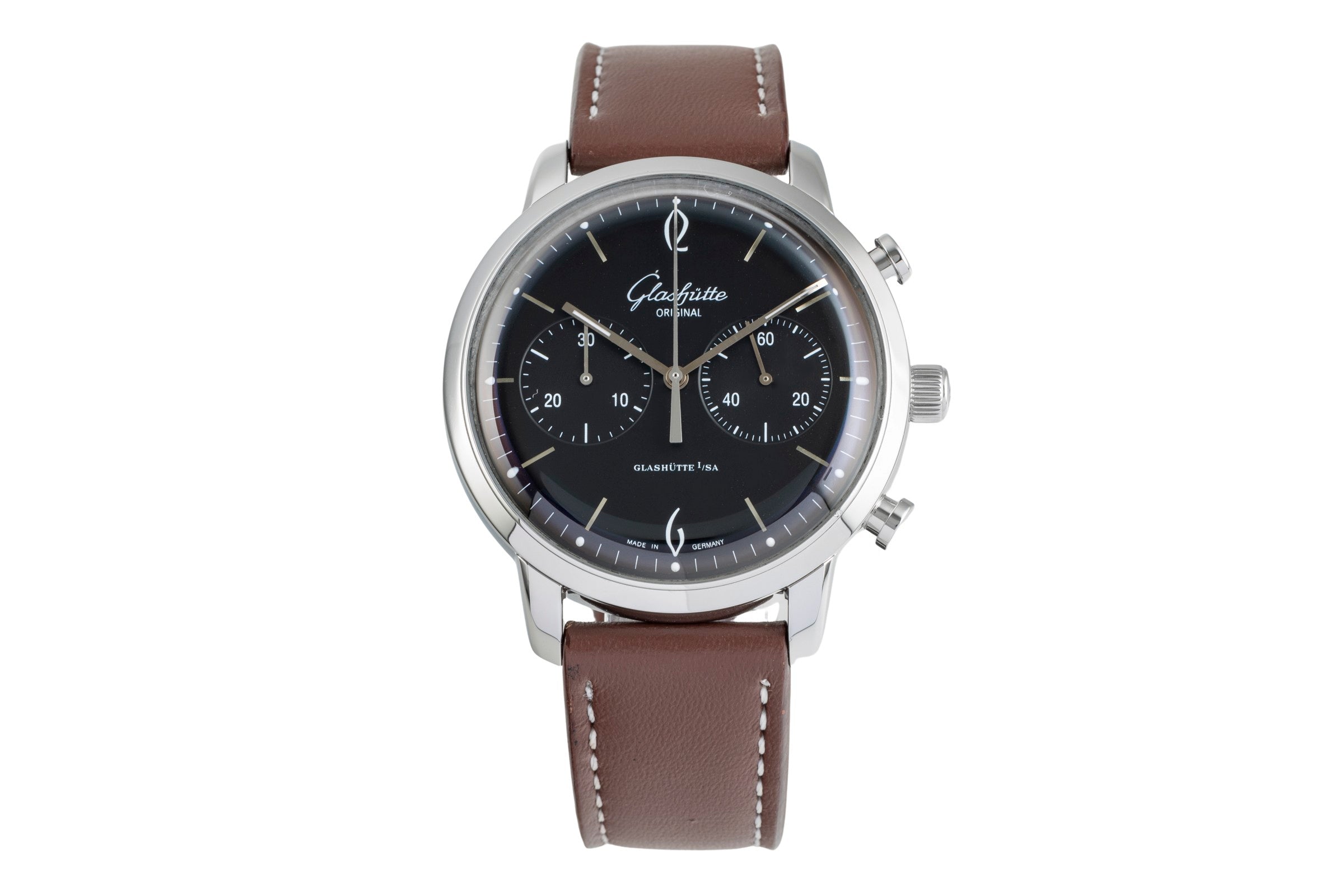 Glashütte Senator Sixties chronographe acier automatique montre pour hommes 1-39-34-02-22-04  [2504844]