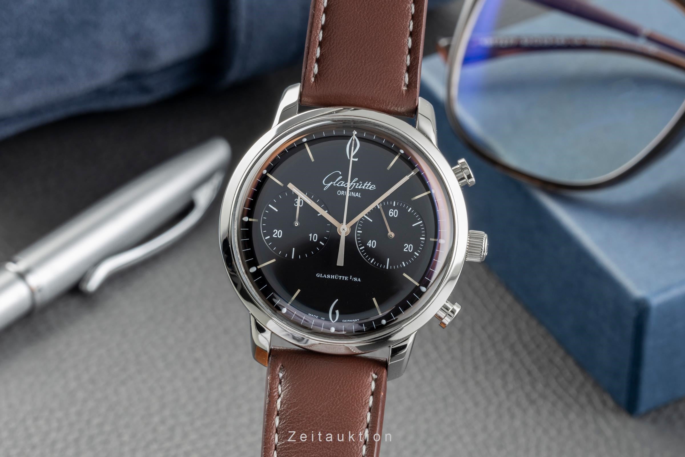 Glashütte Senator Sixties chronographe acier automatique montre pour hommes 1-39-34-02-22-04  [2504844]