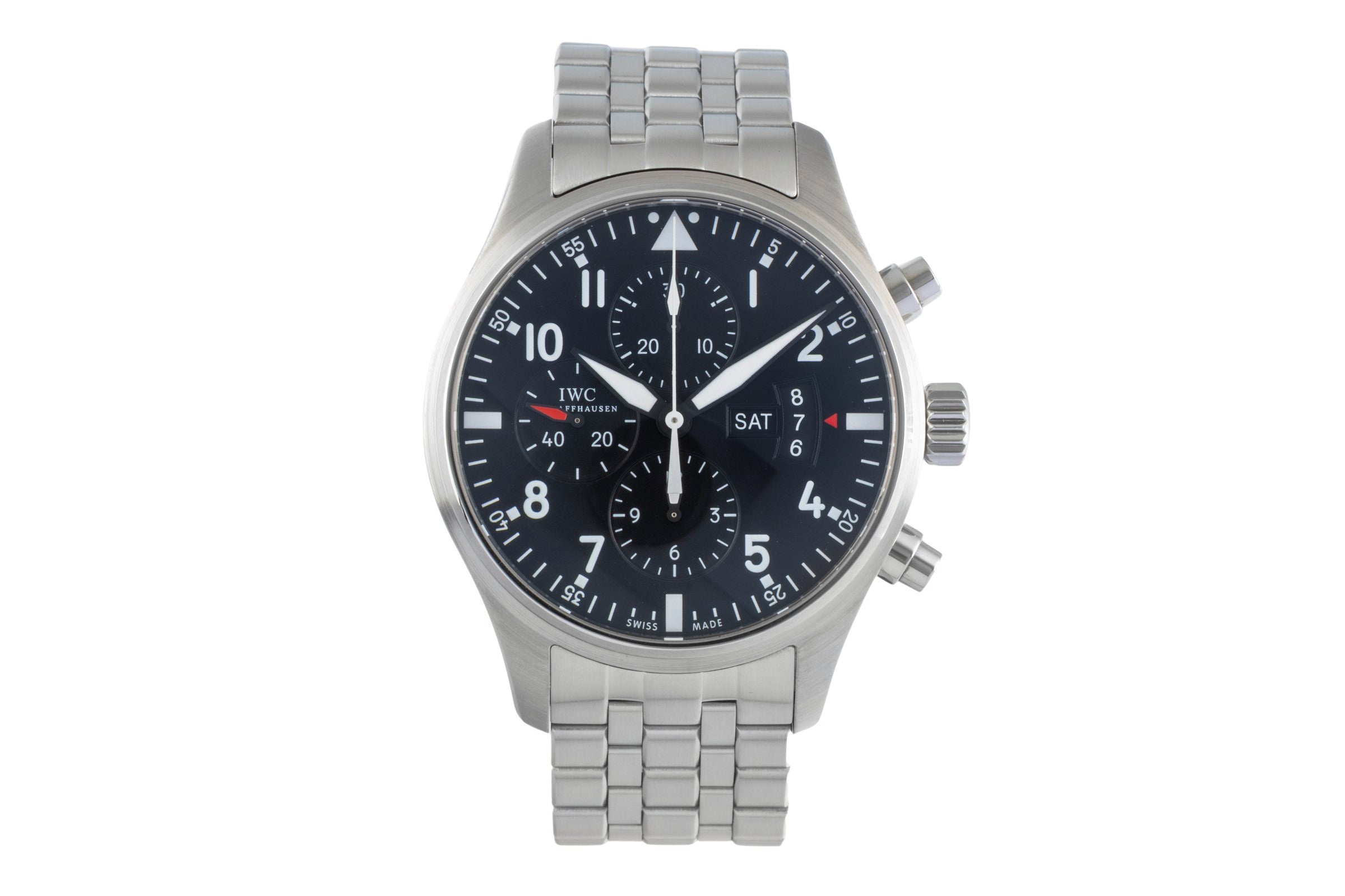 IWC Fliegerchronograph chronographe acier automatique montre pour hommes IW377704  [2504890]