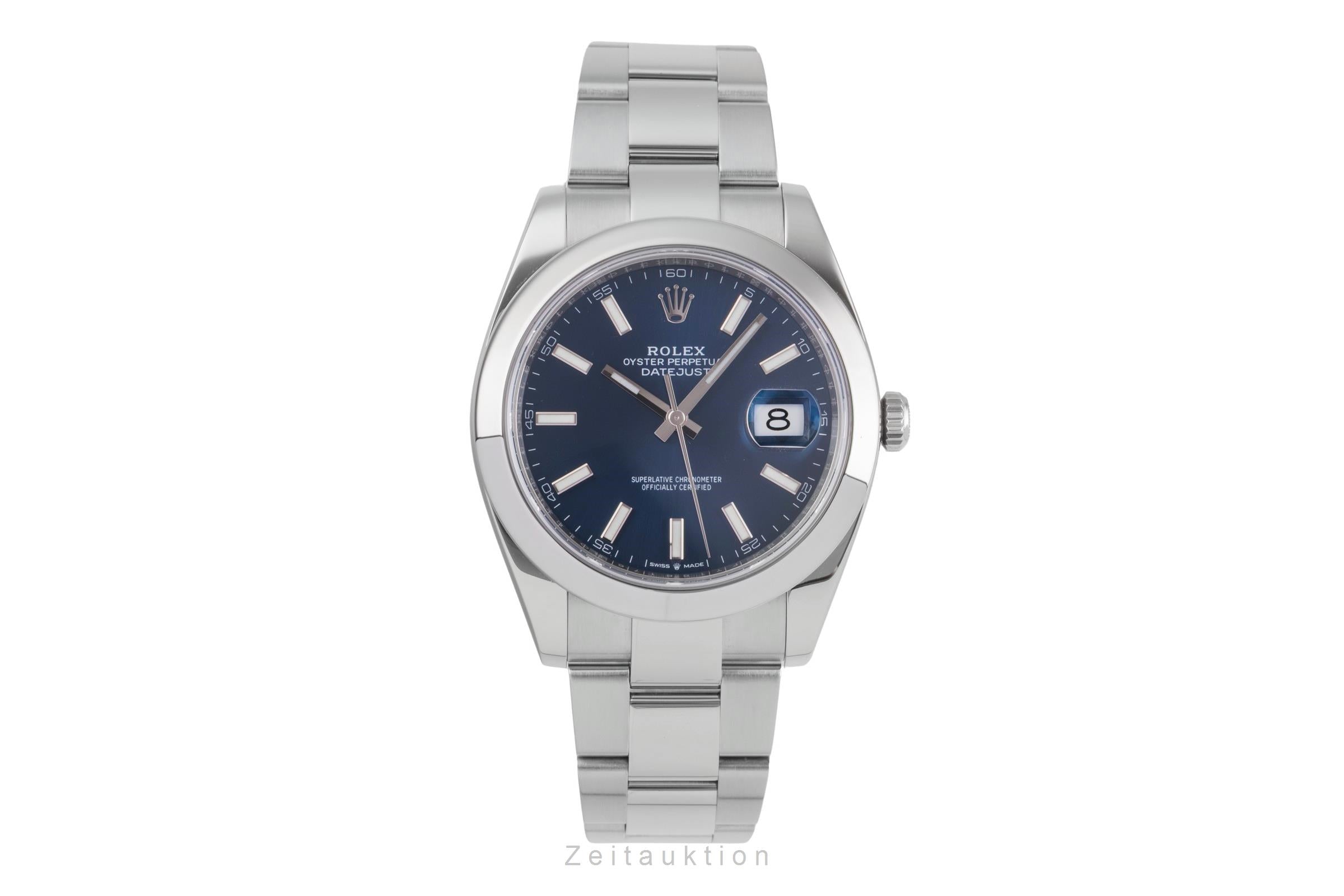 Rolex Datejust 41 Blue Dial Oyster Stahl Automatik Herrenuhr 126300 B&P 2021 [2504950]