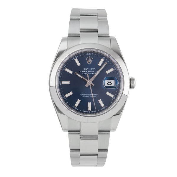 Rolex Datejust 41 Blue Dial Oyster Stahl Automatik Herrenuhr 126300 B&P 2021 [2504950]