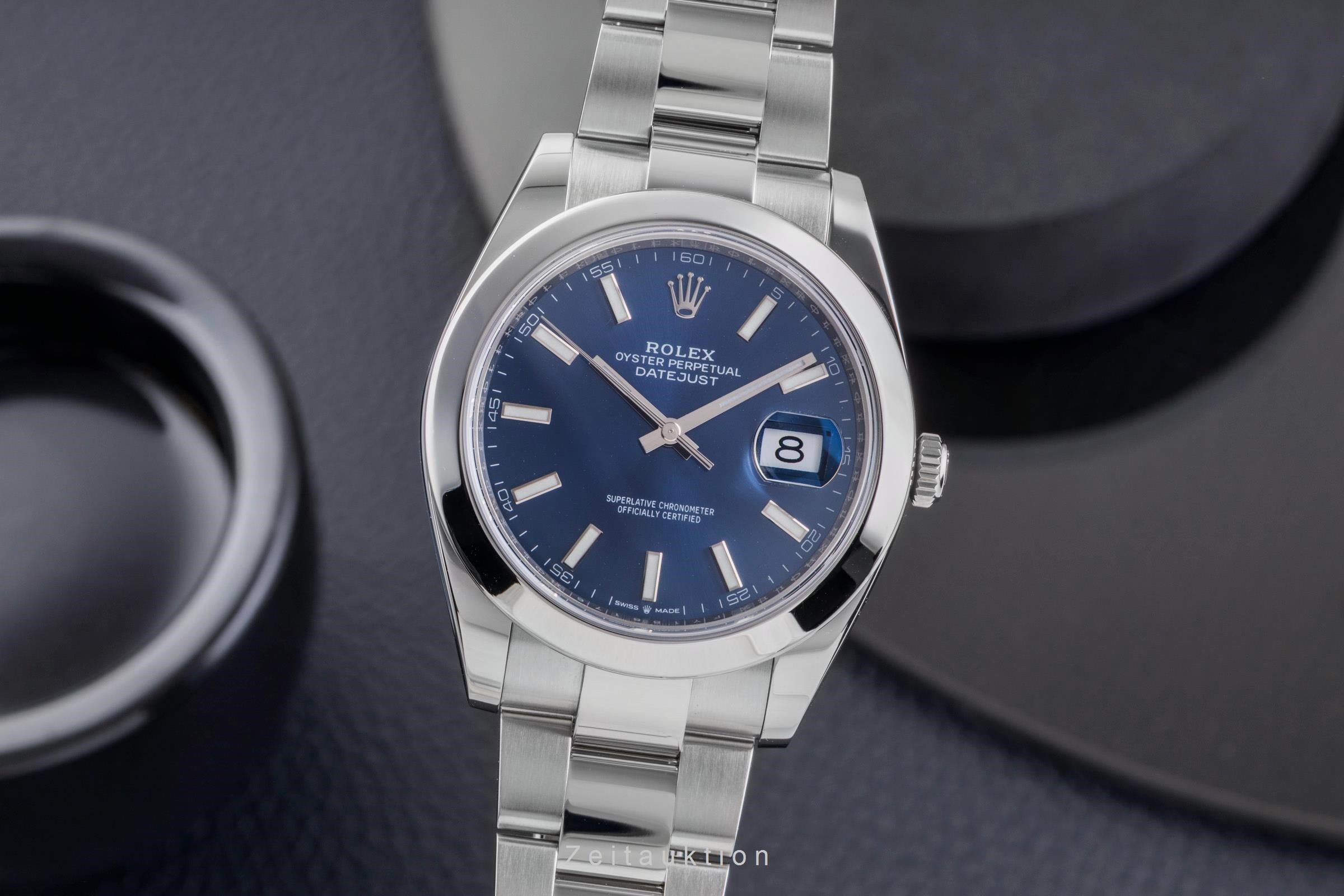 Rolex Datejust 41 Blue Dial Oyster Stahl Automatik Herrenuhr 126300 B&P 2021 [2504950]