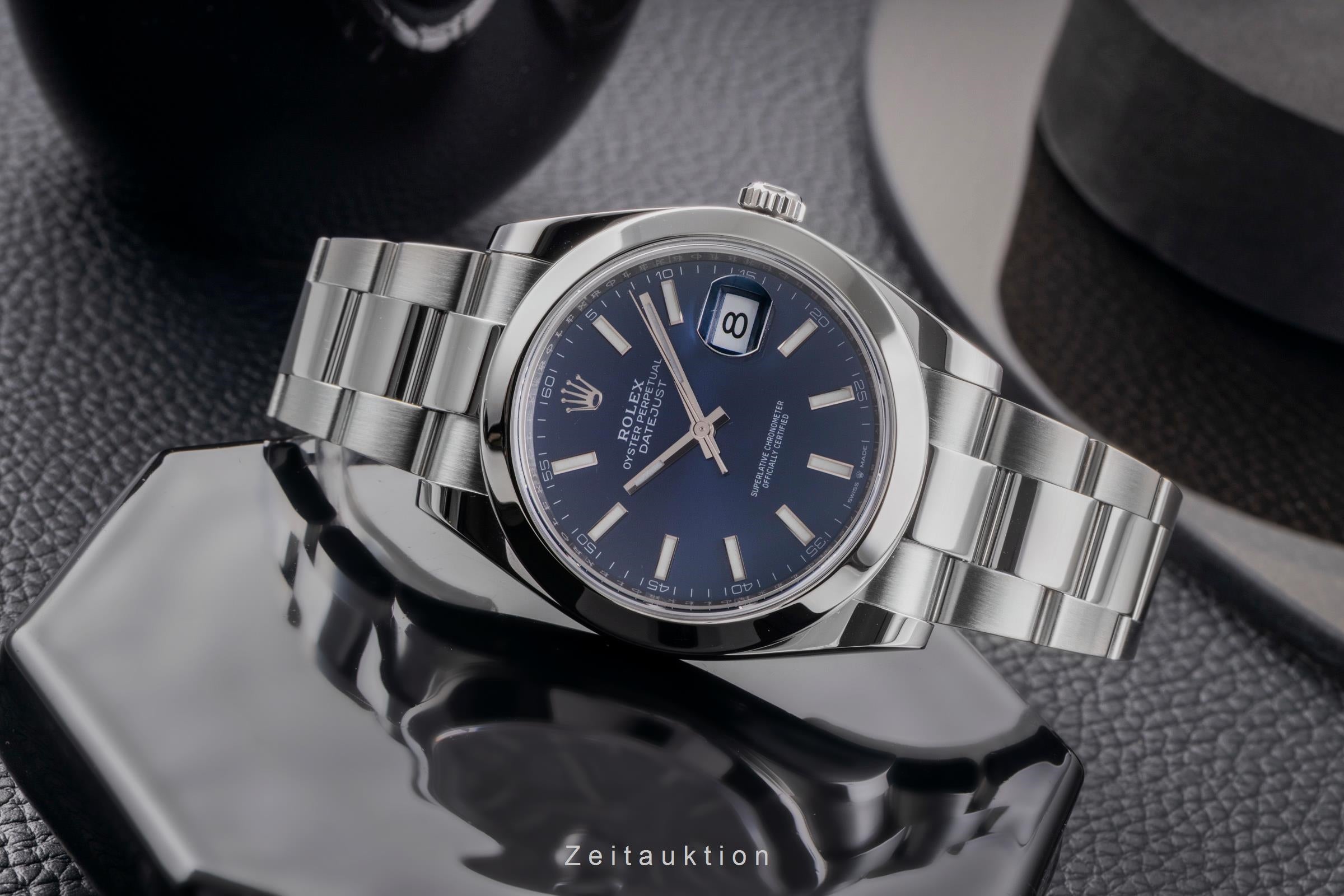 Rolex Datejust 41 Blue Dial Oyster Stahl Automatik Herrenuhr 126300 B&P 2021 [2504950]