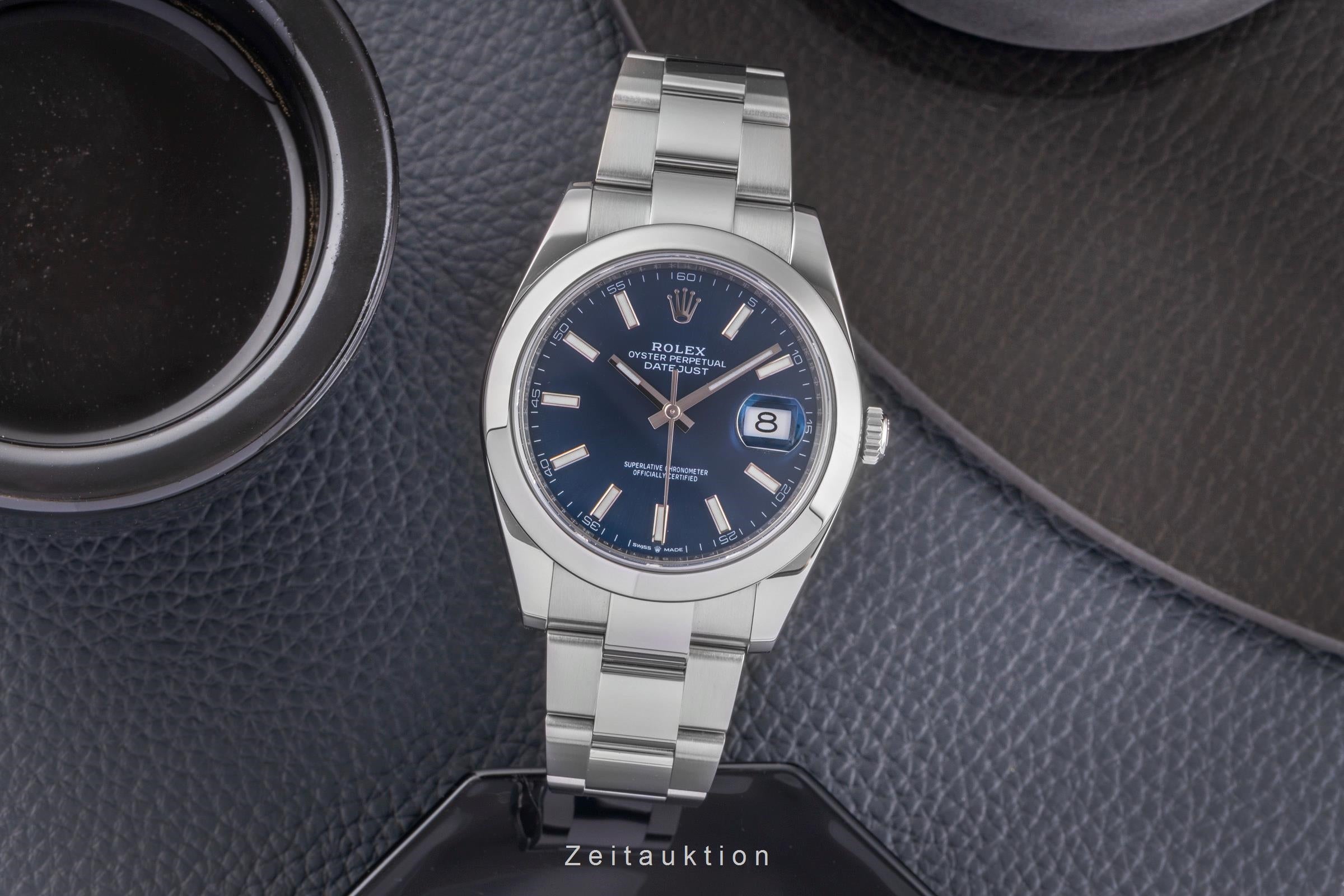 Rolex Datejust 41 Blue Dial Oyster Stahl Automatik Herrenuhr 126300 B&P 2021 [2504950]