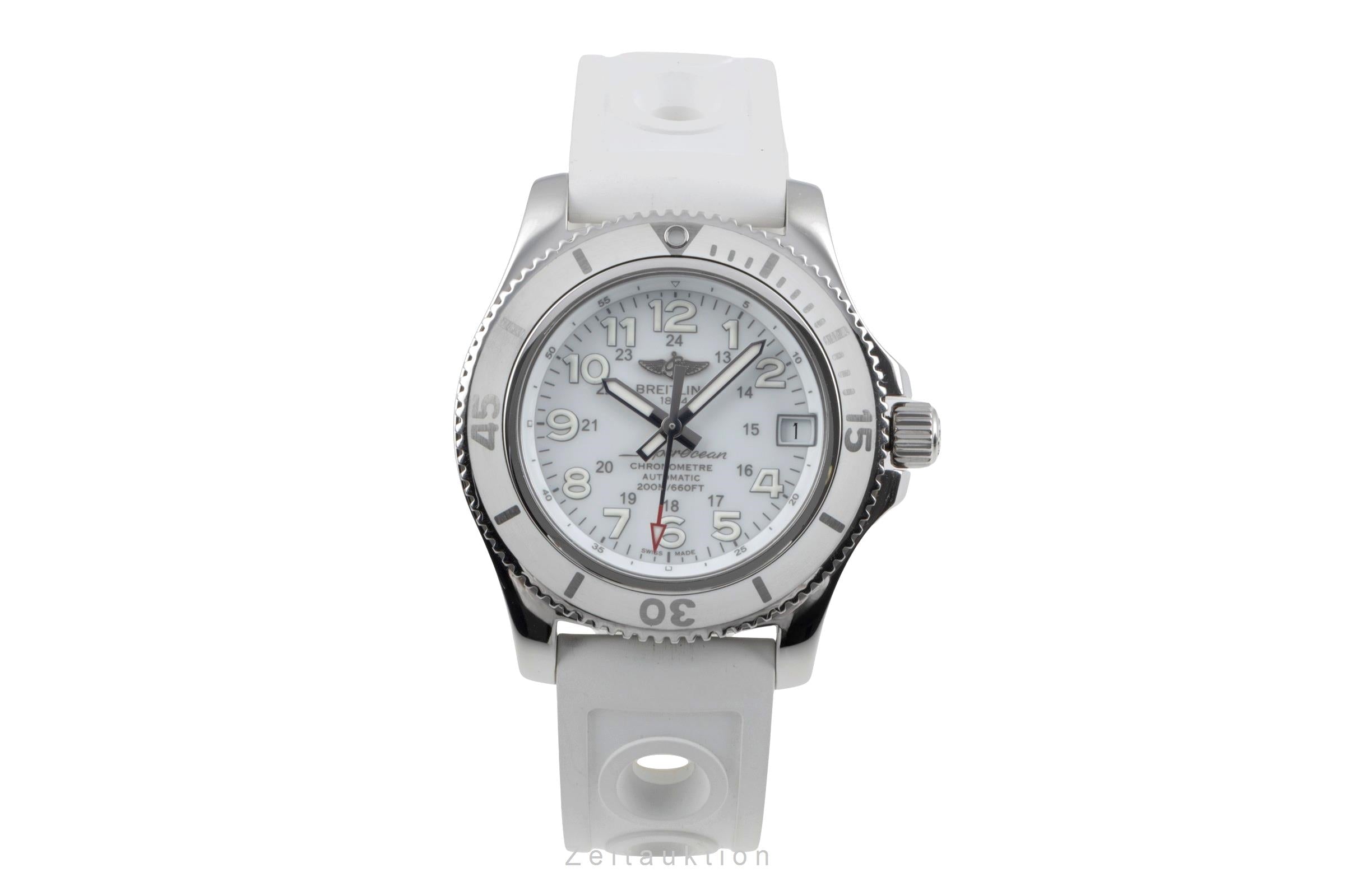 Breitling Superocean II 36 White Automatik Medium Size Ref. A17312D2/A775 B&P [2505054]