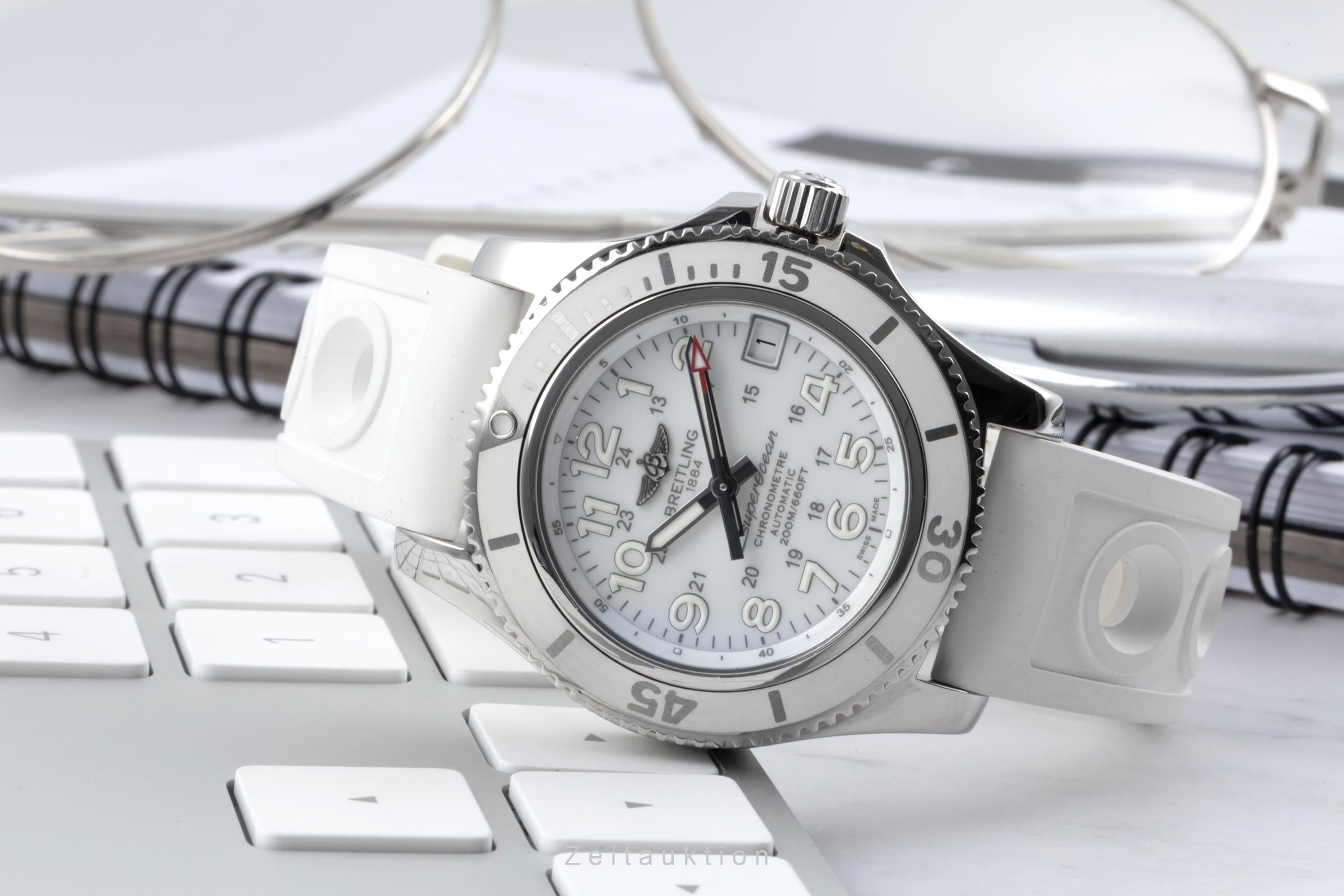 Breitling Superocean II 36 White Automatik Medium Size Ref. A17312D2/A775 B&P [2505054]