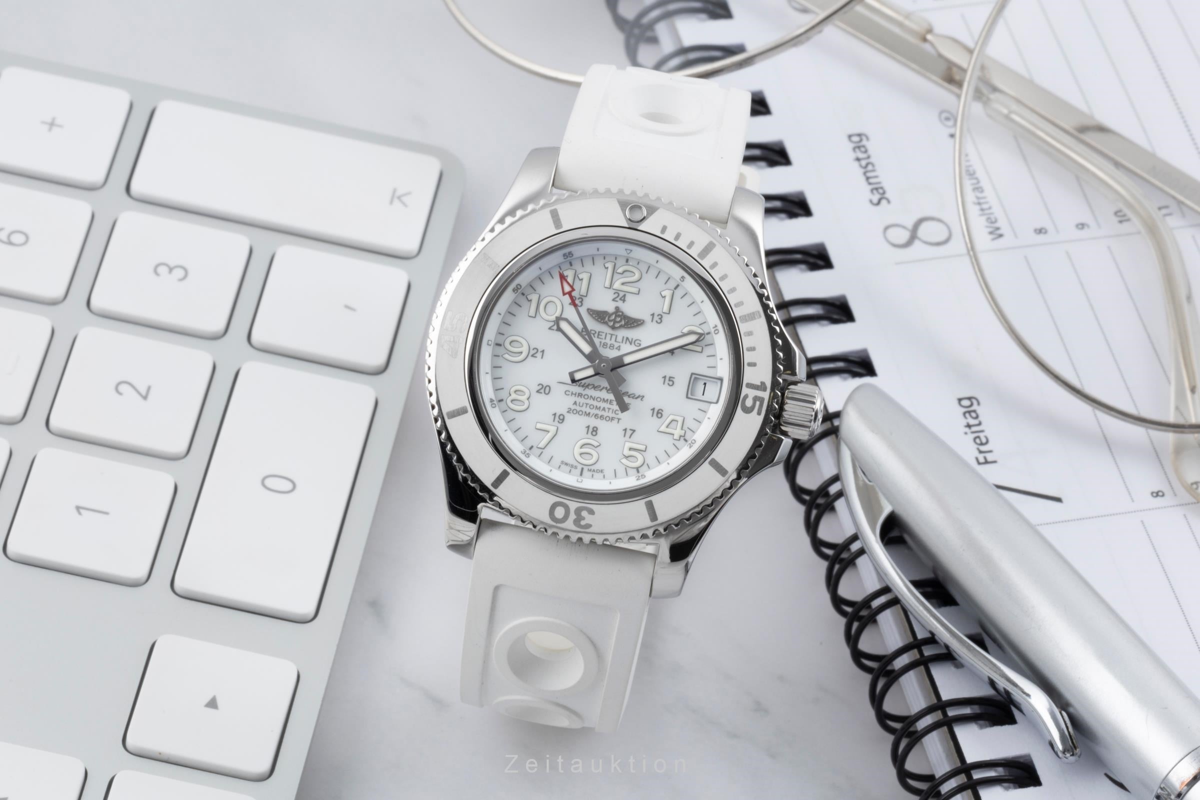 Breitling Superocean II 36 White Automatik Medium Size Ref. A17312D2/A775 B&P [2505054]