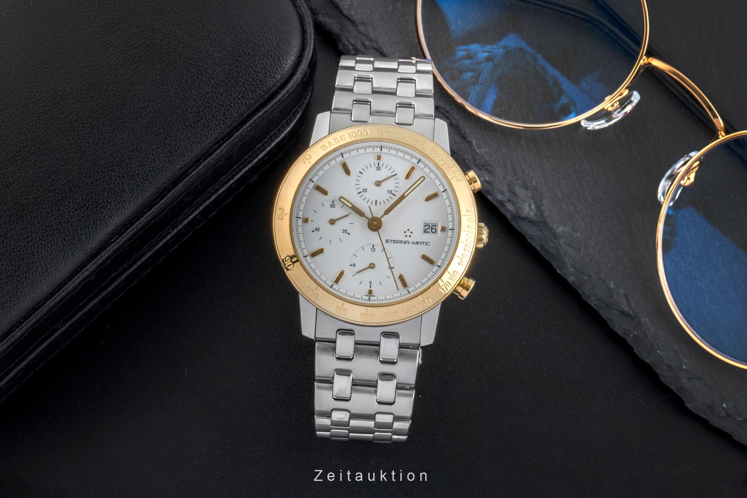 Eterna Kontiki chronographe acier / or  automatique montre pour hommes 674.1501.47S  [2505075]