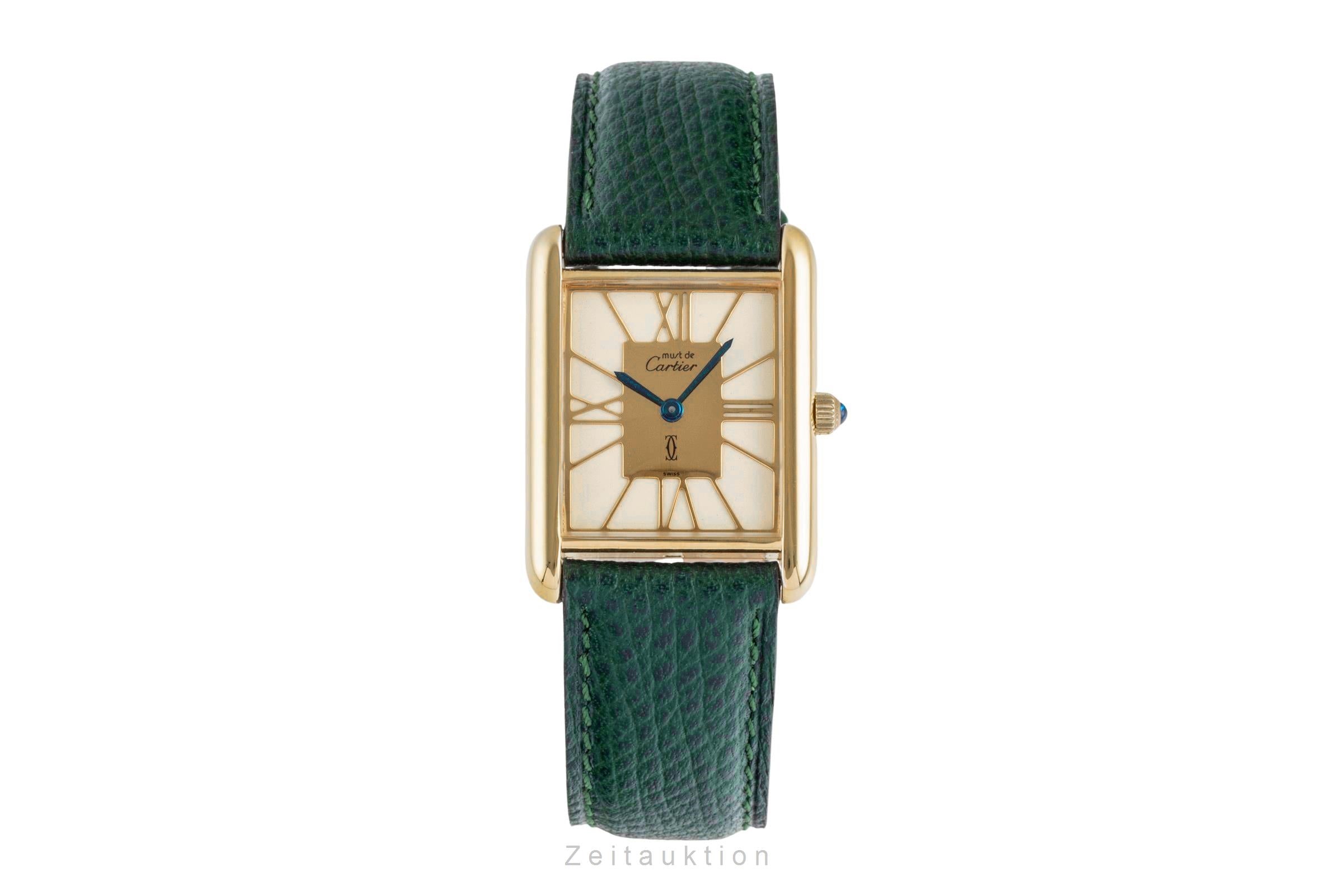 Cartier must Tank GM Vermeil Gold Roman Dial Silber Herrenuhr Medium Ref. 681006 [2505078]