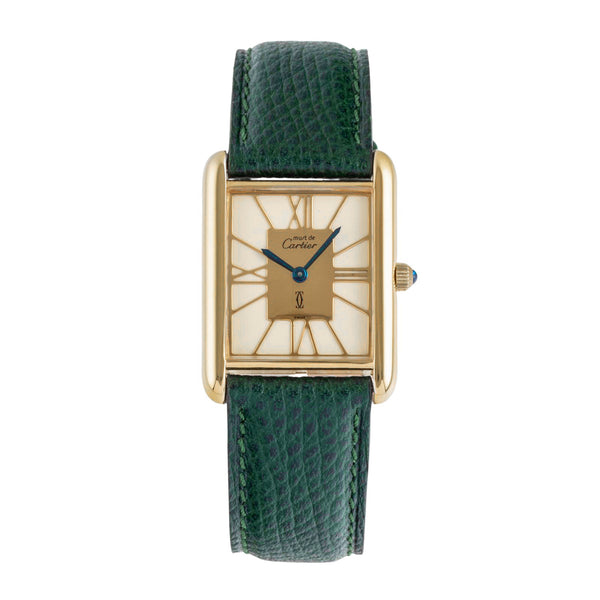 Cartier must Tank GM Vermeil Gold Roman Dial Silber Herrenuhr Medium Ref. 681006 [2505078]