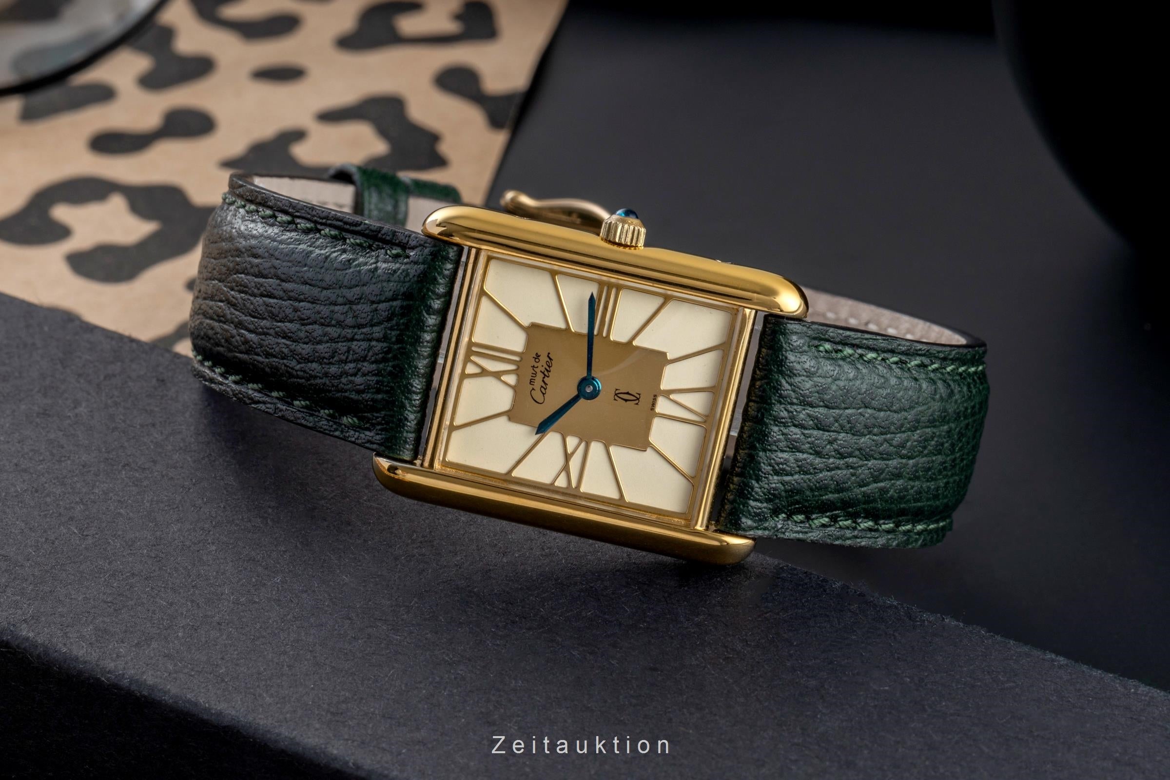 Cartier must Tank GM Vermeil Gold Roman Dial Silber Herrenuhr Medium Ref. 681006 [2505078]