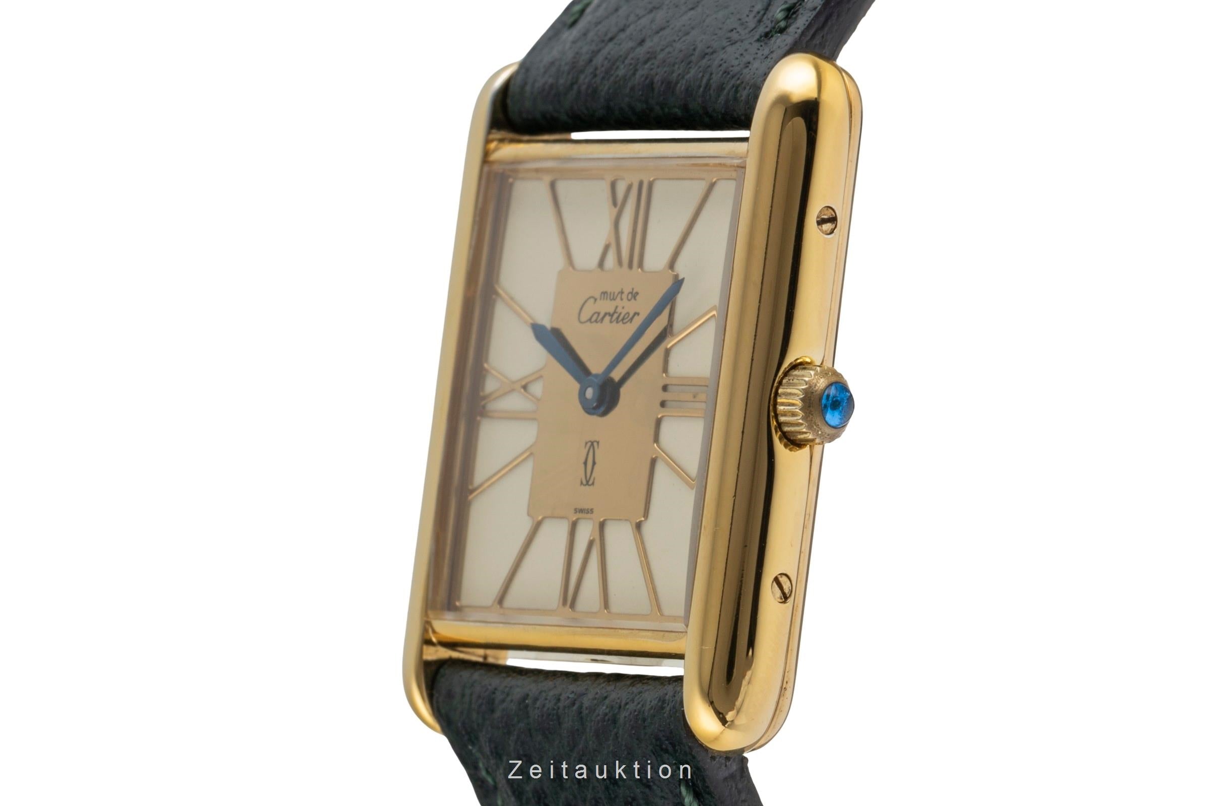 Cartier must Tank GM Vermeil Gold Roman Dial Silber Herrenuhr Medium Ref. 681006 [2505078]