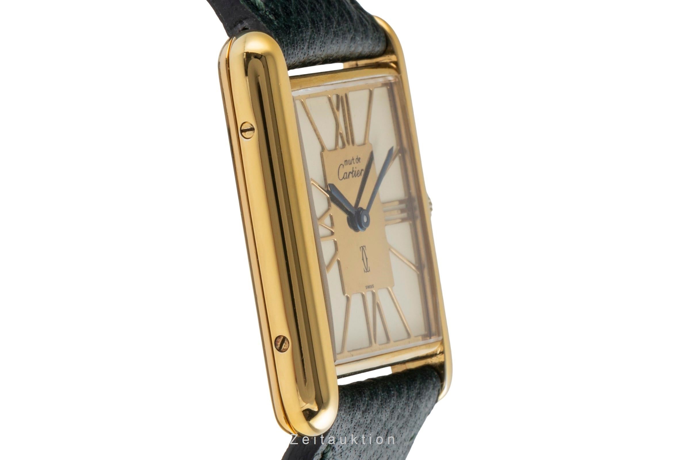 Cartier must Tank GM Vermeil Gold Roman Dial Silber Herrenuhr Medium Ref. 681006 [2505078]