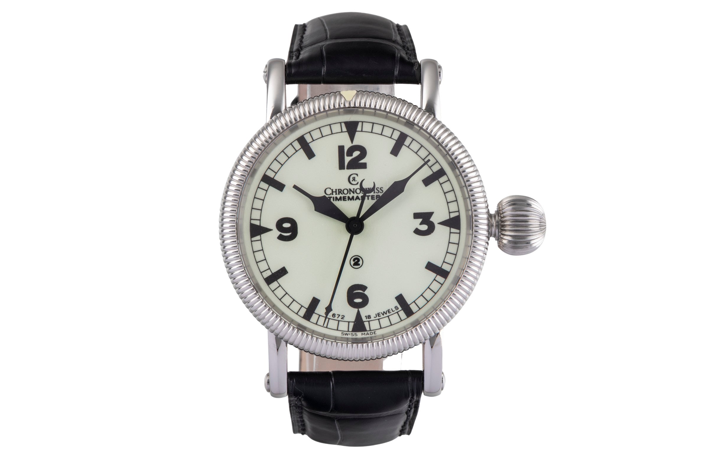 Chronoswiss Timemaster 44 Edelstahl Handaufzug Herrenuhr Ref. CH6233 B&P 2001 [2505109]