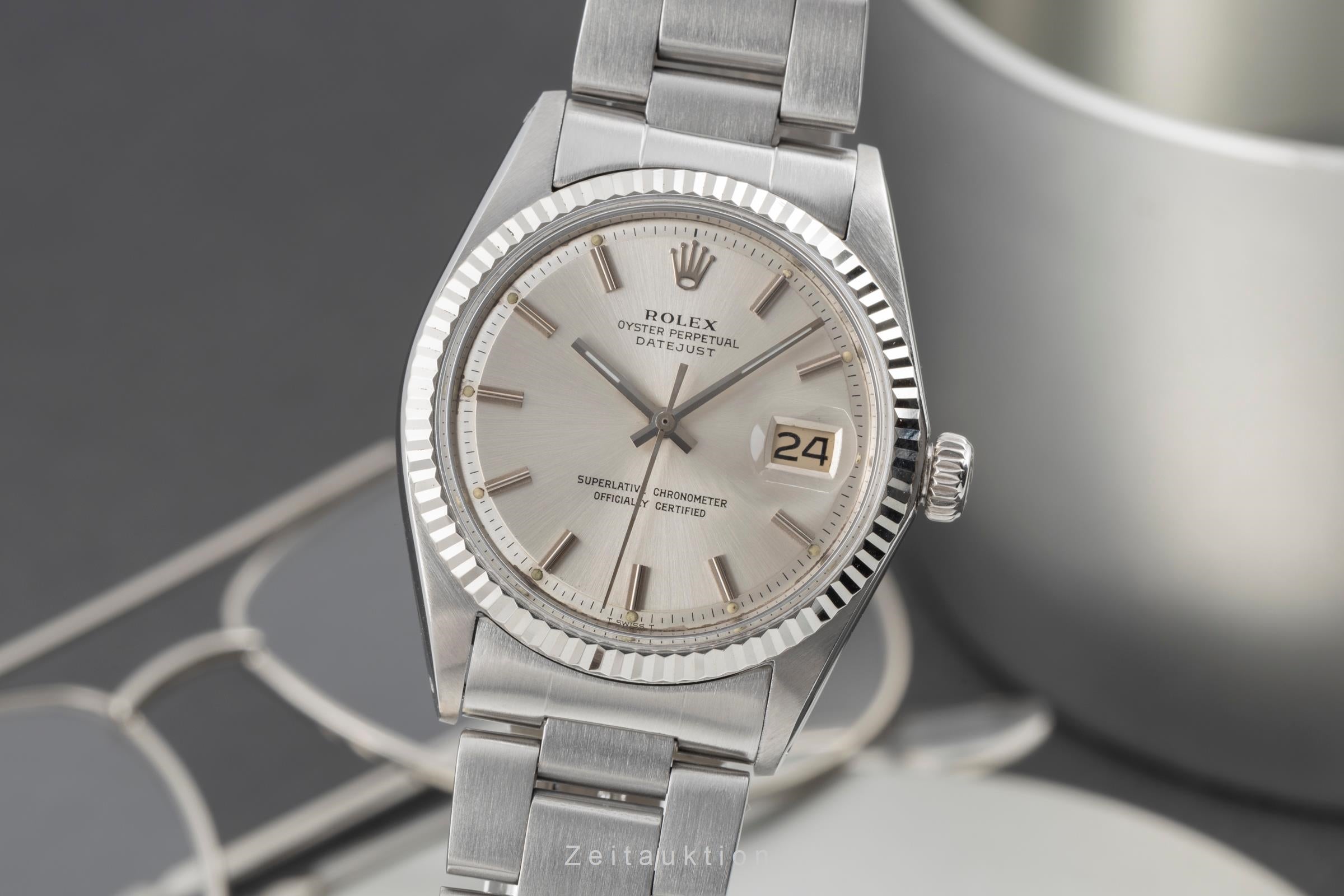 Rolex Datejust acier / or blanc automatique montre pour hommes 1601 Vintage  [2505161]