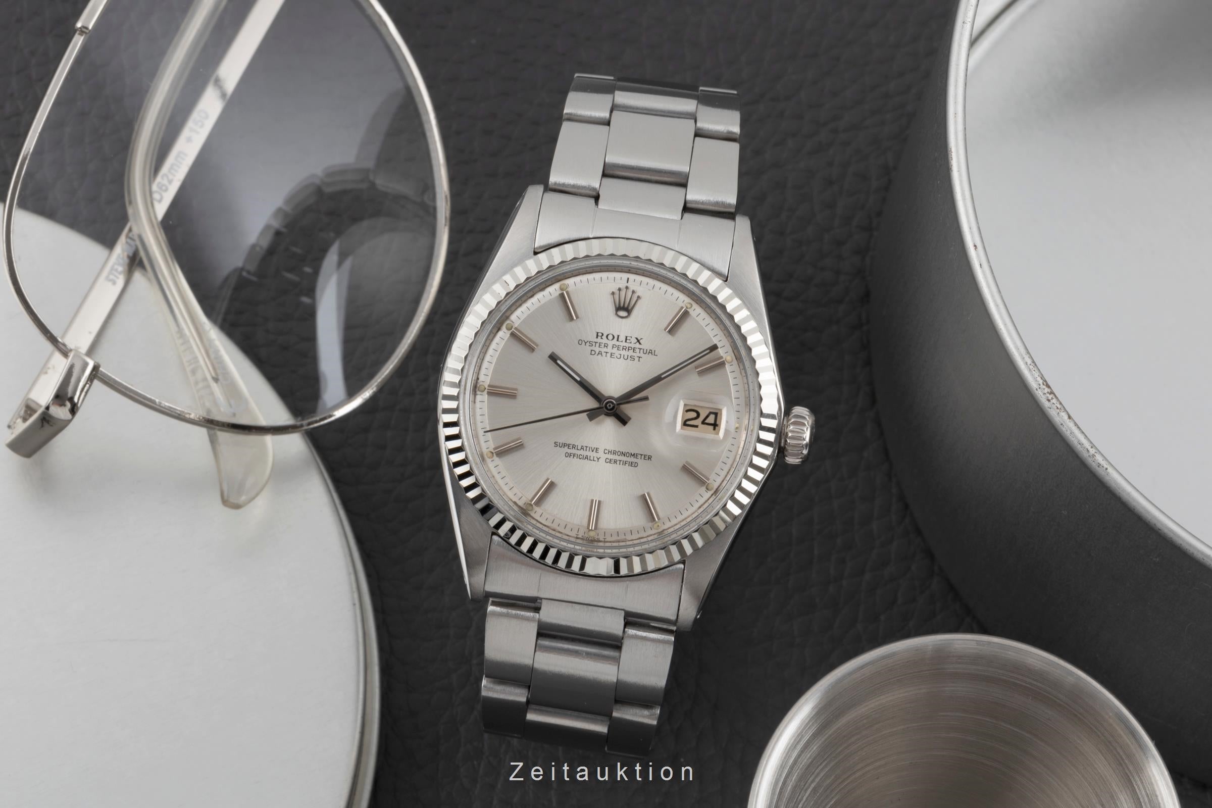 Rolex Datejust acier / or blanc automatique montre pour hommes 1601 Vintage  [2505161]