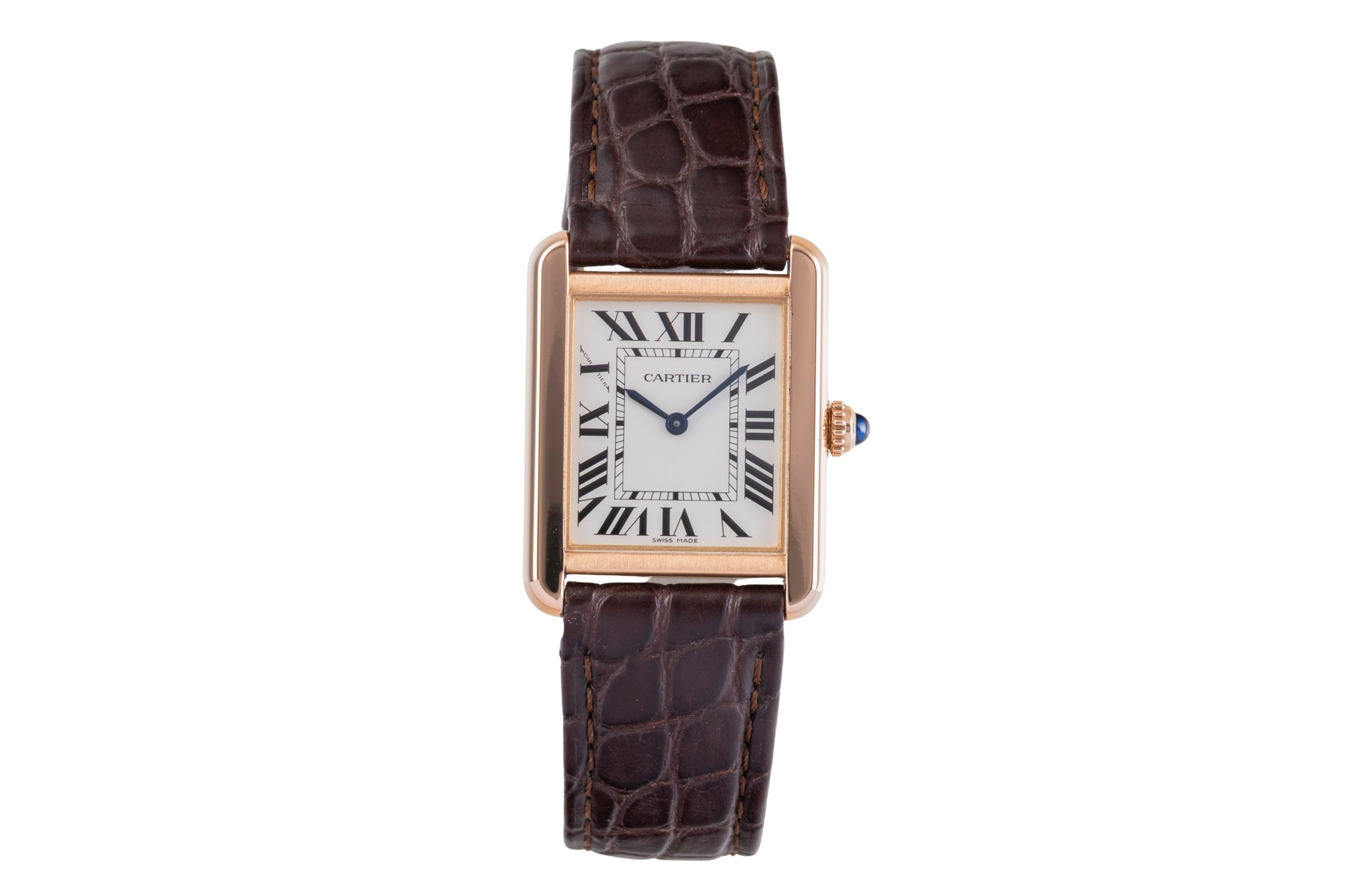 Cartier Tank Solo 18k (0,750) Rotgold / Stahl Quarz Damenuhr Ref. W5200024 B&P [2505200]