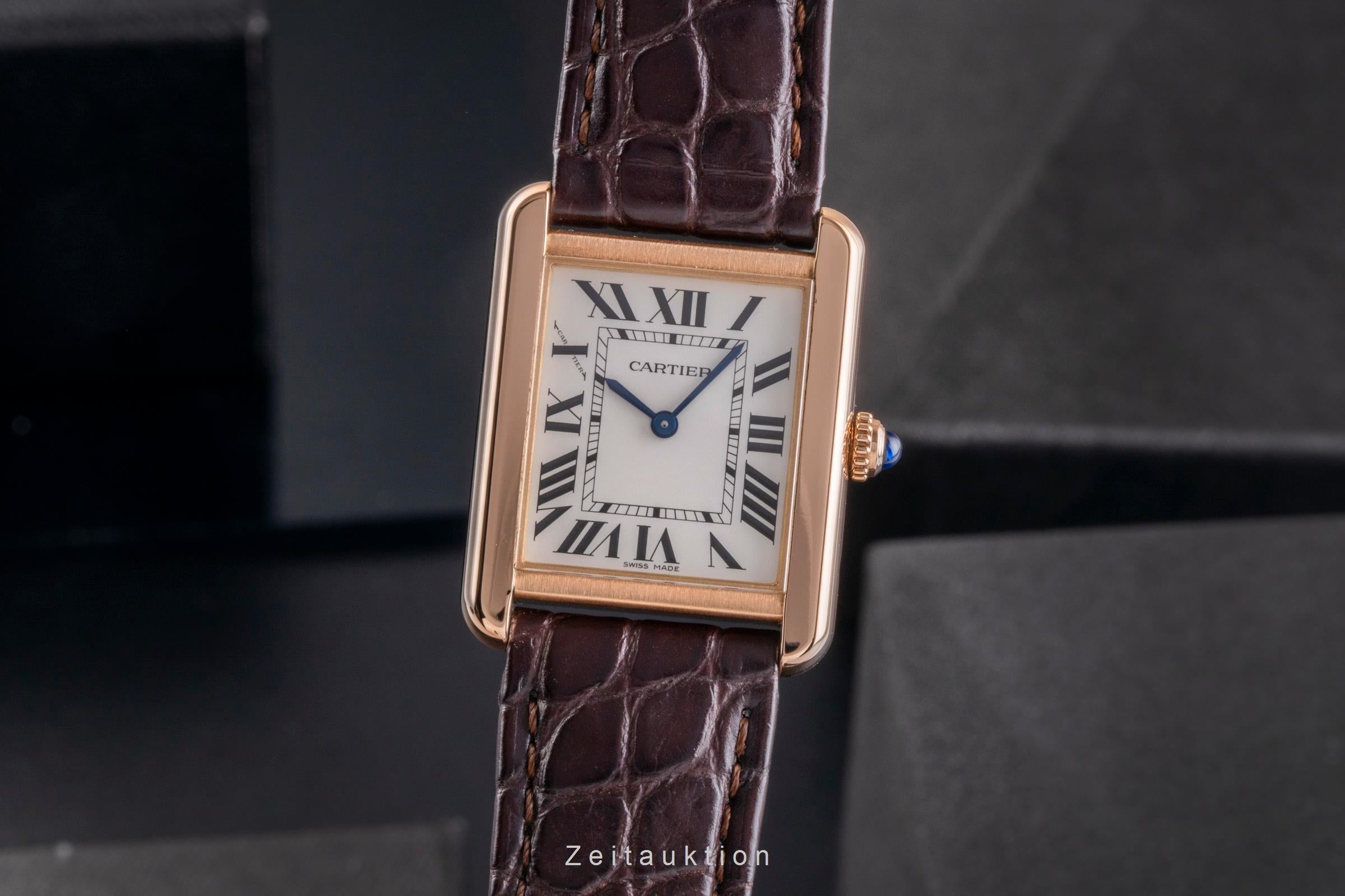Cartier Tank Solo 18k (0,750) Rotgold / Stahl Quarz Damenuhr Ref. W5200024 B&P [2505200]