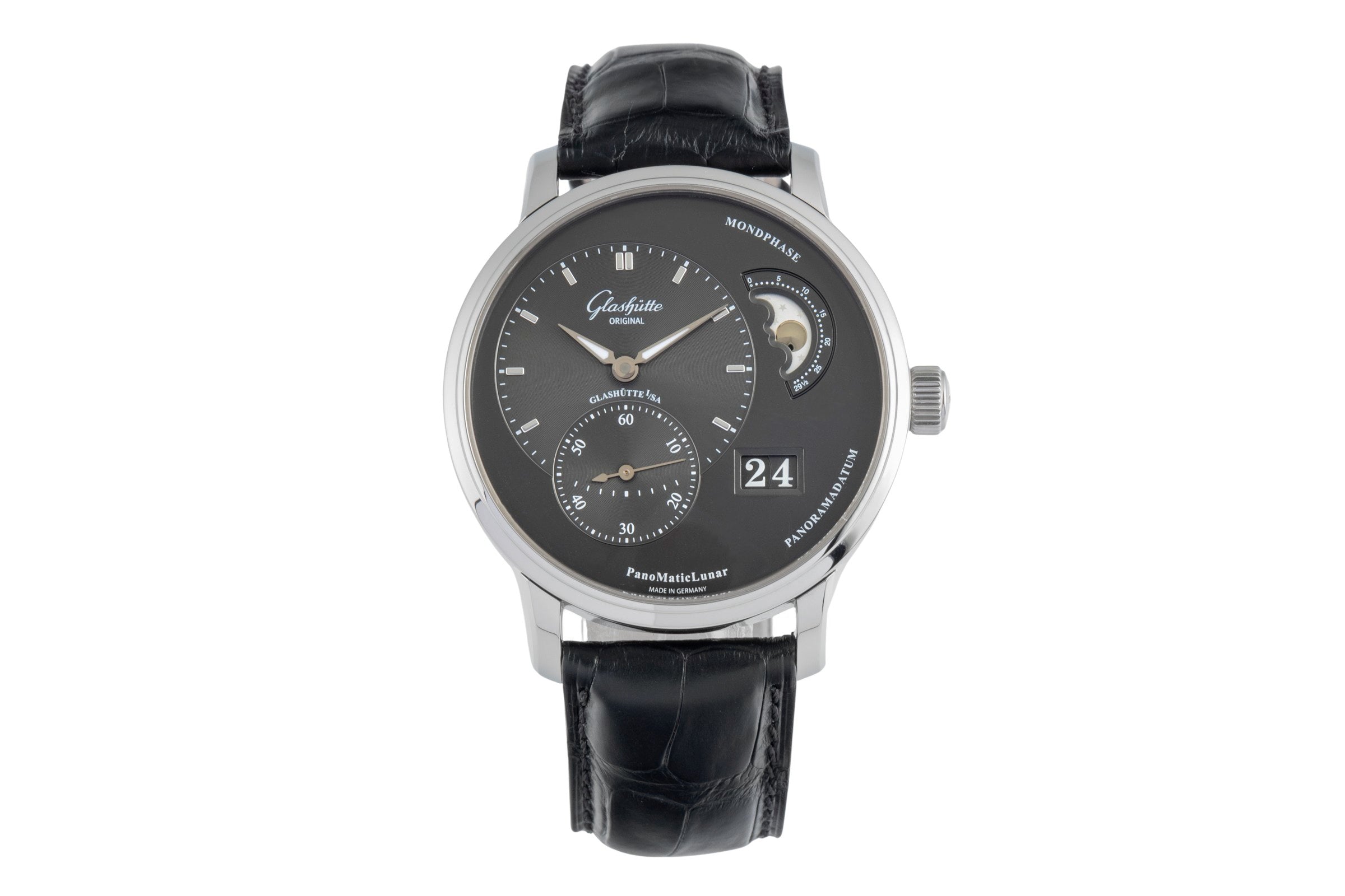 Glashütte PanoMaticLunar acier automatique montre pour hommes 1-90-02-43-32-05 LP: 11400EUR  [2505204]