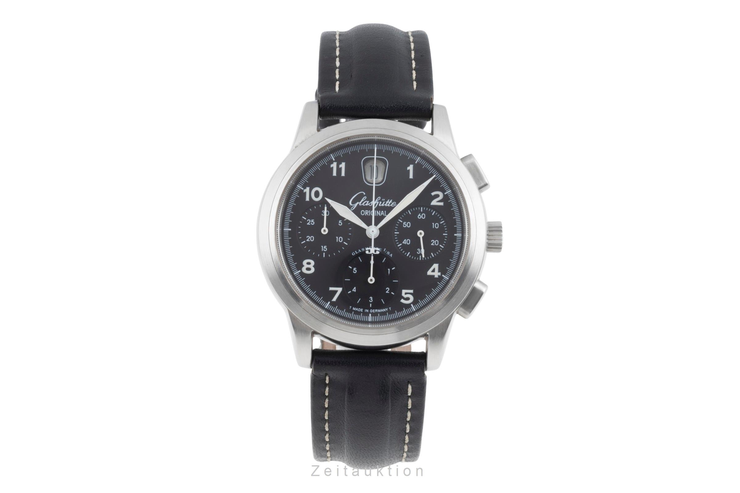 Glashütte Navigator chronographe acier automatique montre pour hommes 39-32-13-17-04 LP: 14900EUR  [2505212]