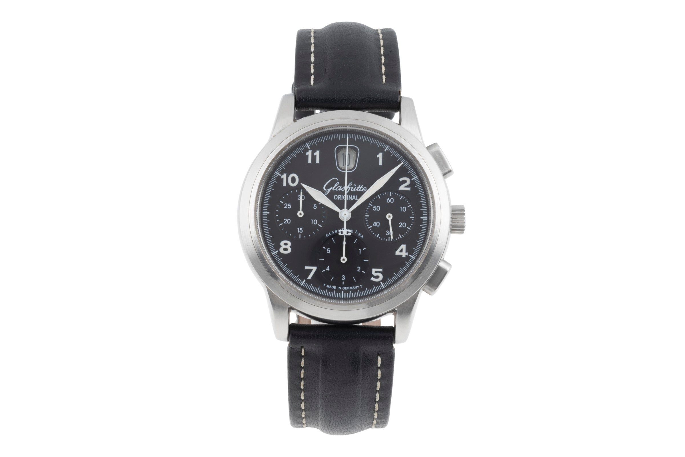 Glashütte Navigator chronographe acier automatique montre pour hommes 39-32-13-17-04 LP: 14900EUR  [2505212]