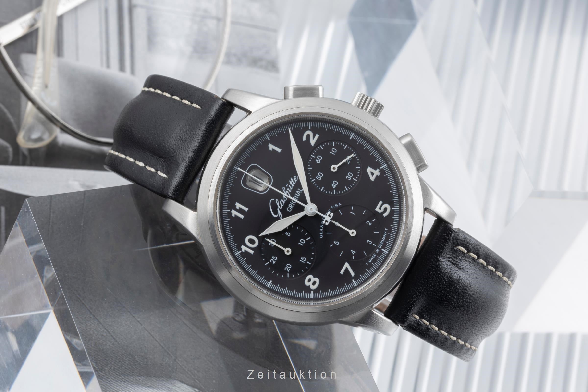 Glashütte Navigator chronographe acier automatique montre pour hommes 39-32-13-17-04 LP: 14900EUR  [2505212]