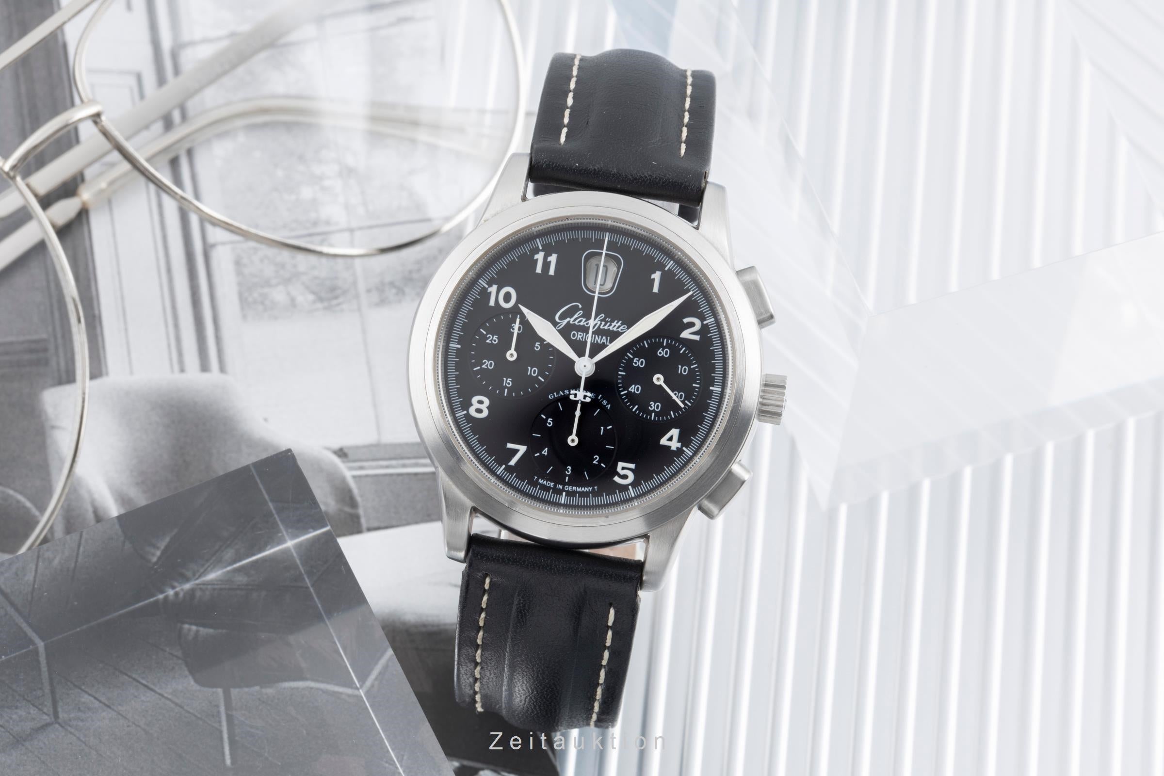 Glashütte Navigator chronographe acier automatique montre pour hommes 39-32-13-17-04 LP: 14900EUR  [2505212]