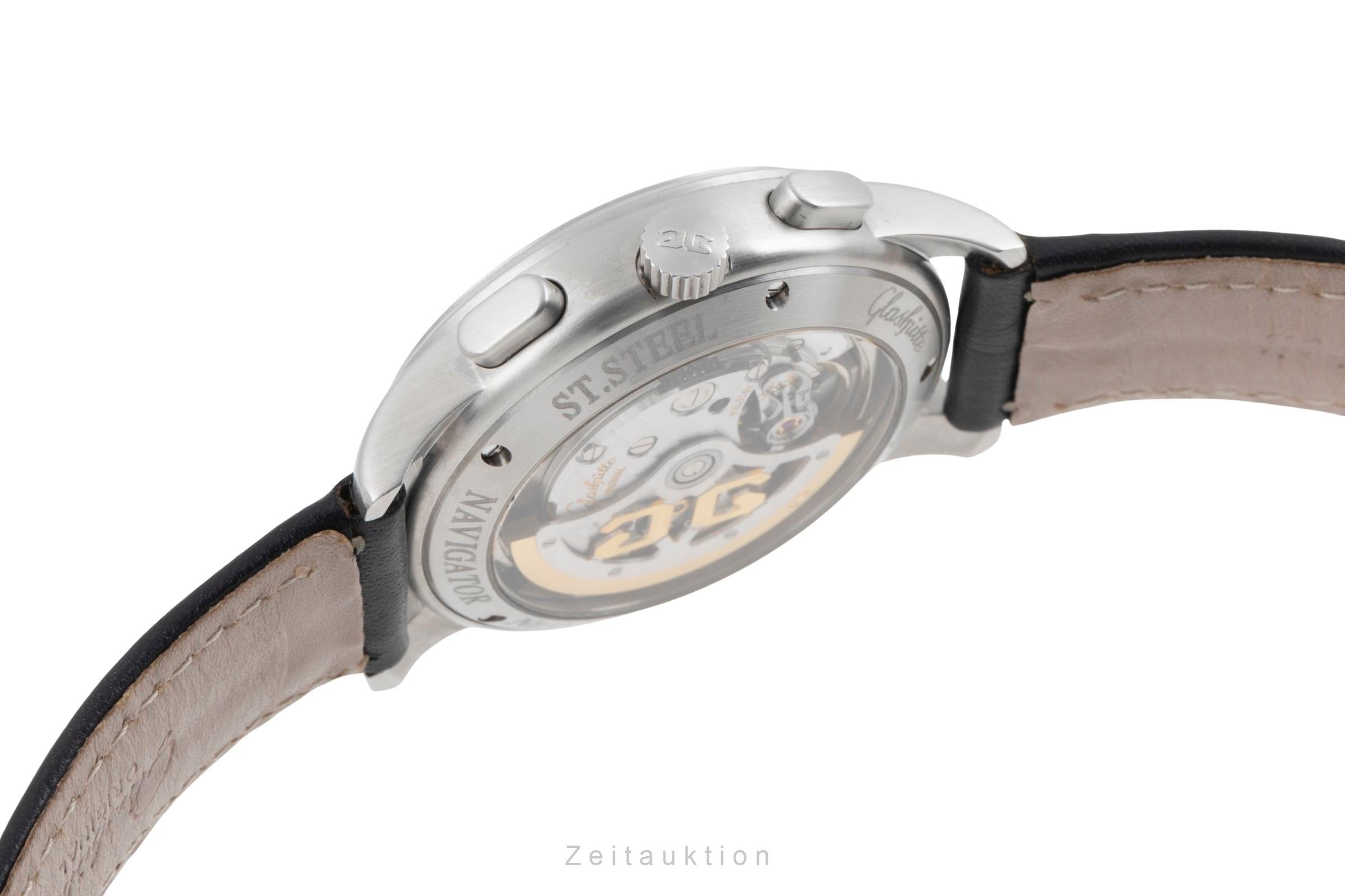 Glashütte Navigator chronographe acier automatique montre pour hommes 39-32-13-17-04 LP: 14900EUR  [2505212]