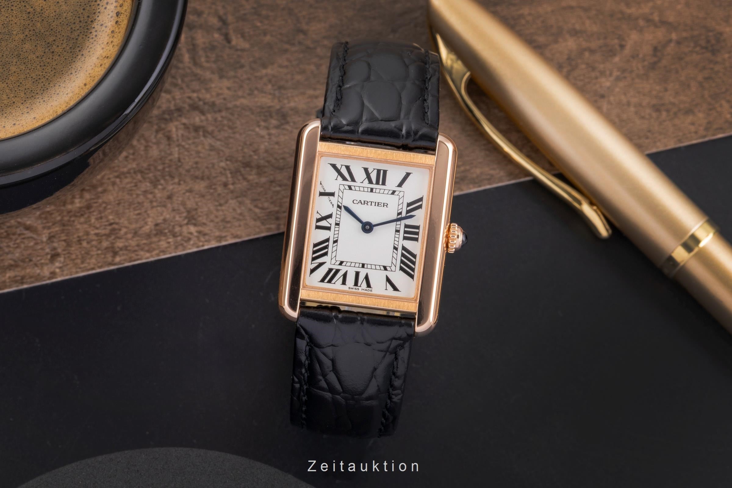 Cartier Tank oro rosado de 18 quilates cuarzo reloj para caballeros W5200024  [2505228]