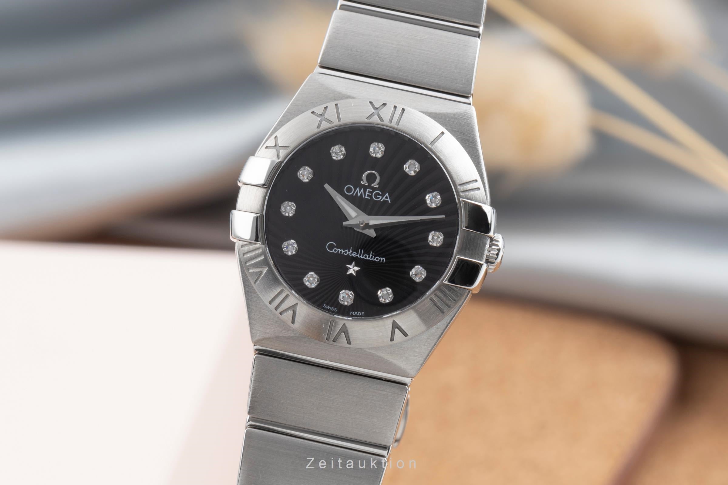 Omega Constellation Diamond Dial Stahl Damenuhr Ref. 123.10.24.60.51.001 B&P [2505248]