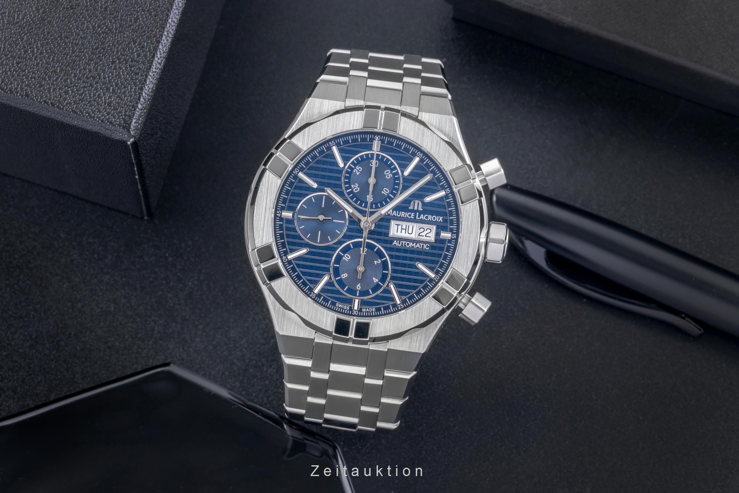 Maurice Lacroix Aikon chronographe acier automatique montre pour hommes AI6038-SS002-4301 LP: 3400EUR  [2505256]