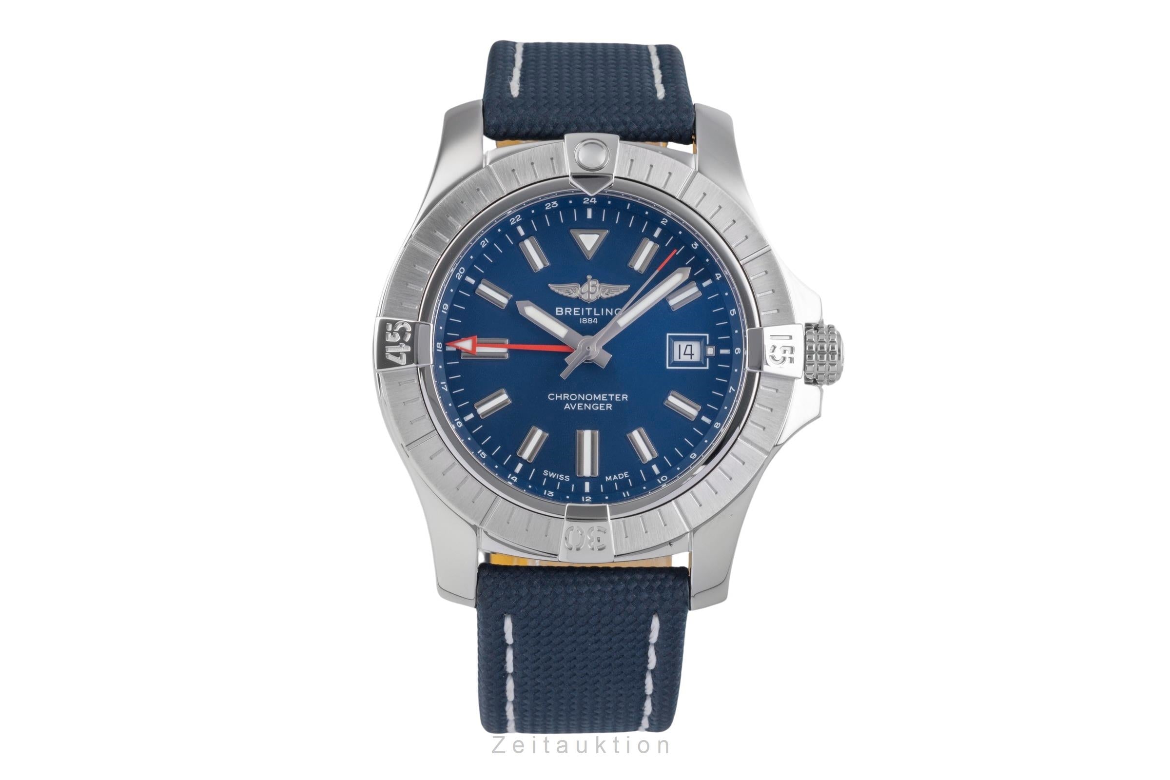 Breitling Avenger II GMT 45 Automatik Edelstahl Herrenuhr Ref. A32395 B&P [2505264]