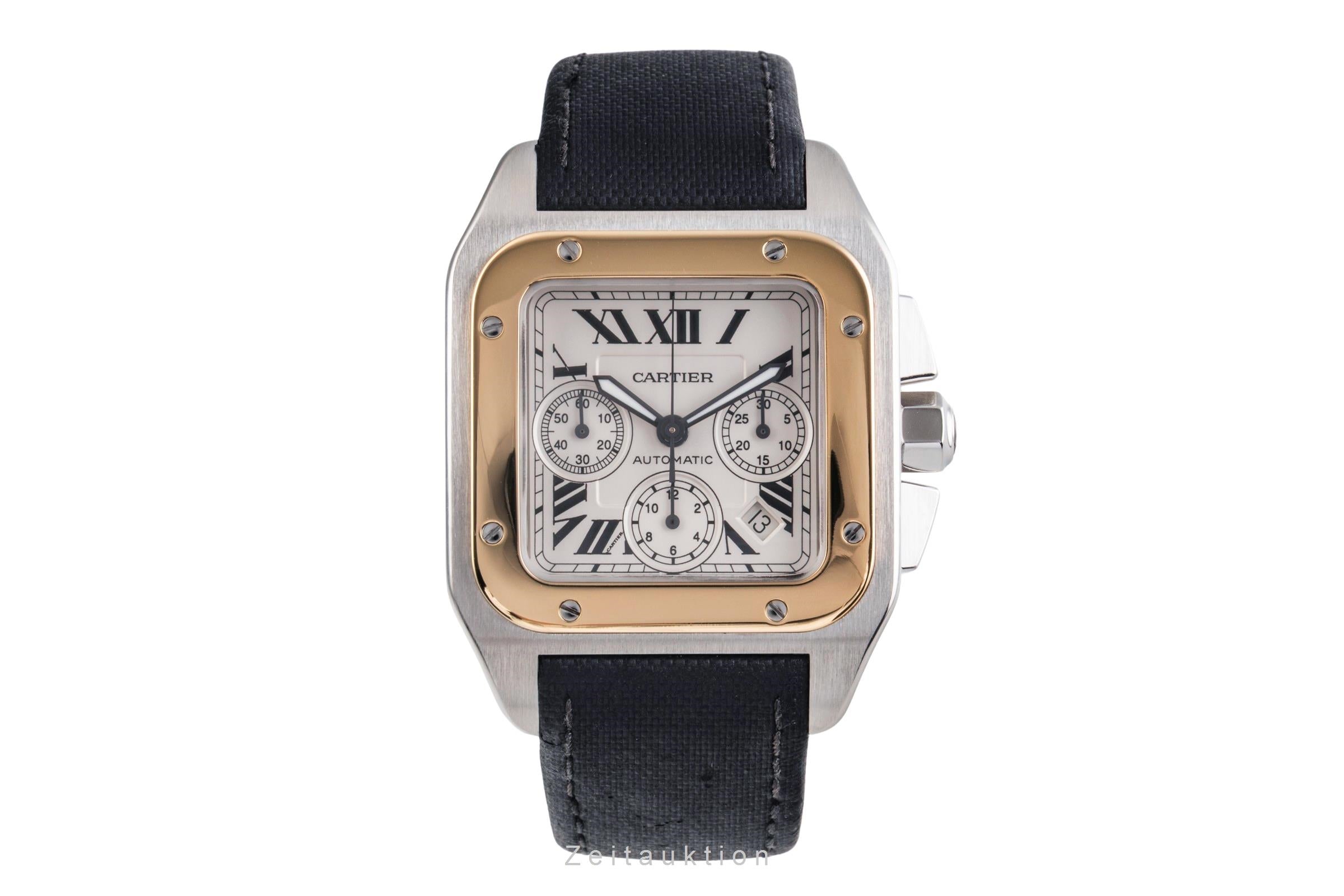 Cartier Santos 100 chronograph steel / gold automatic Kal. 8630