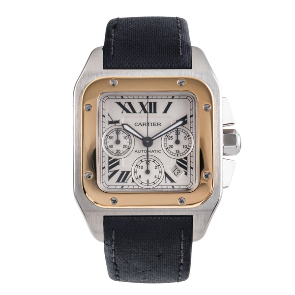 Cartier Santos 100 cronógrafo acero / oro automático reloj para caballeros W20091X7 LP: 16700EUR  [2505269]
