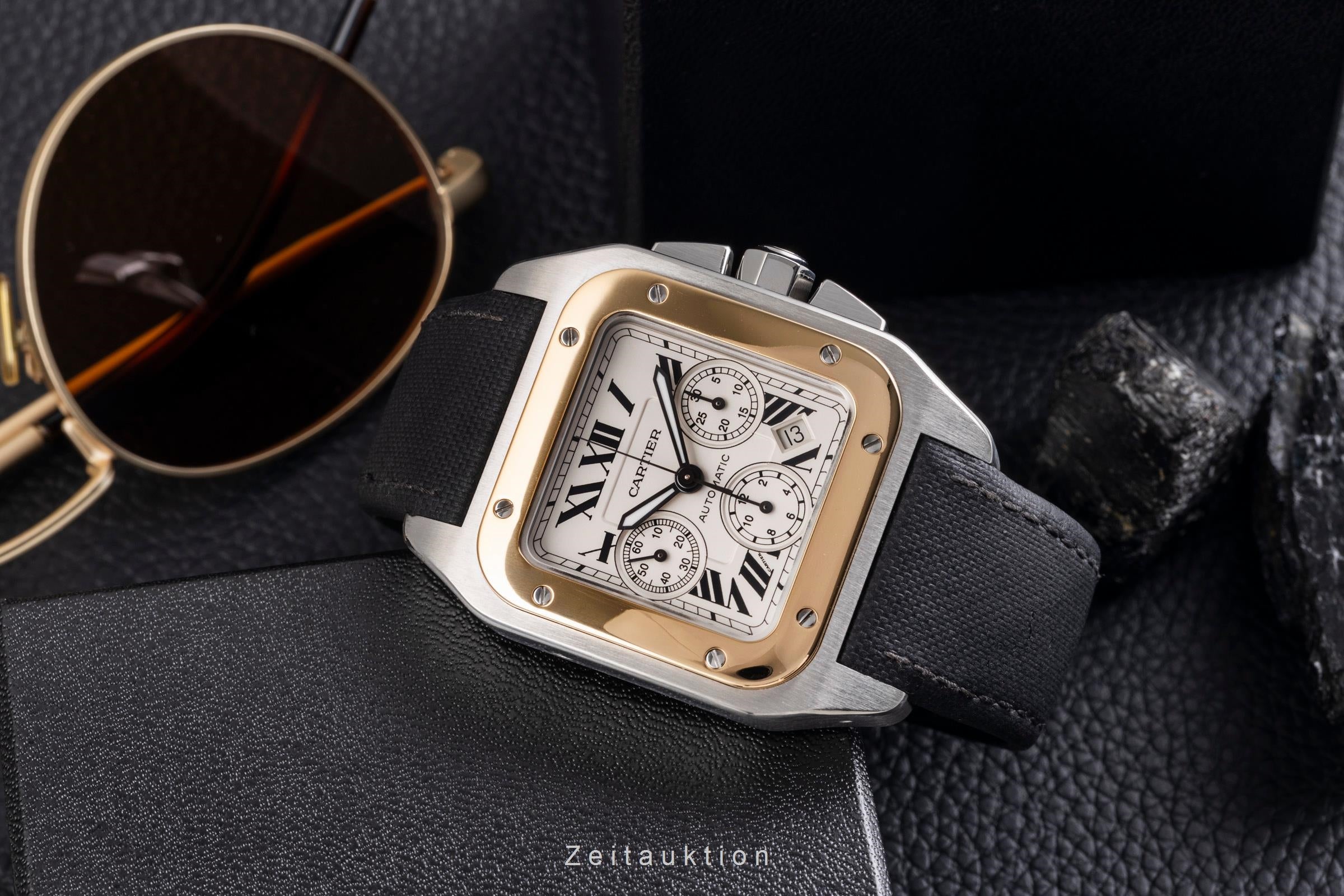 Cartier Santos 100 chronograph steel / gold automatic Kal. 8630