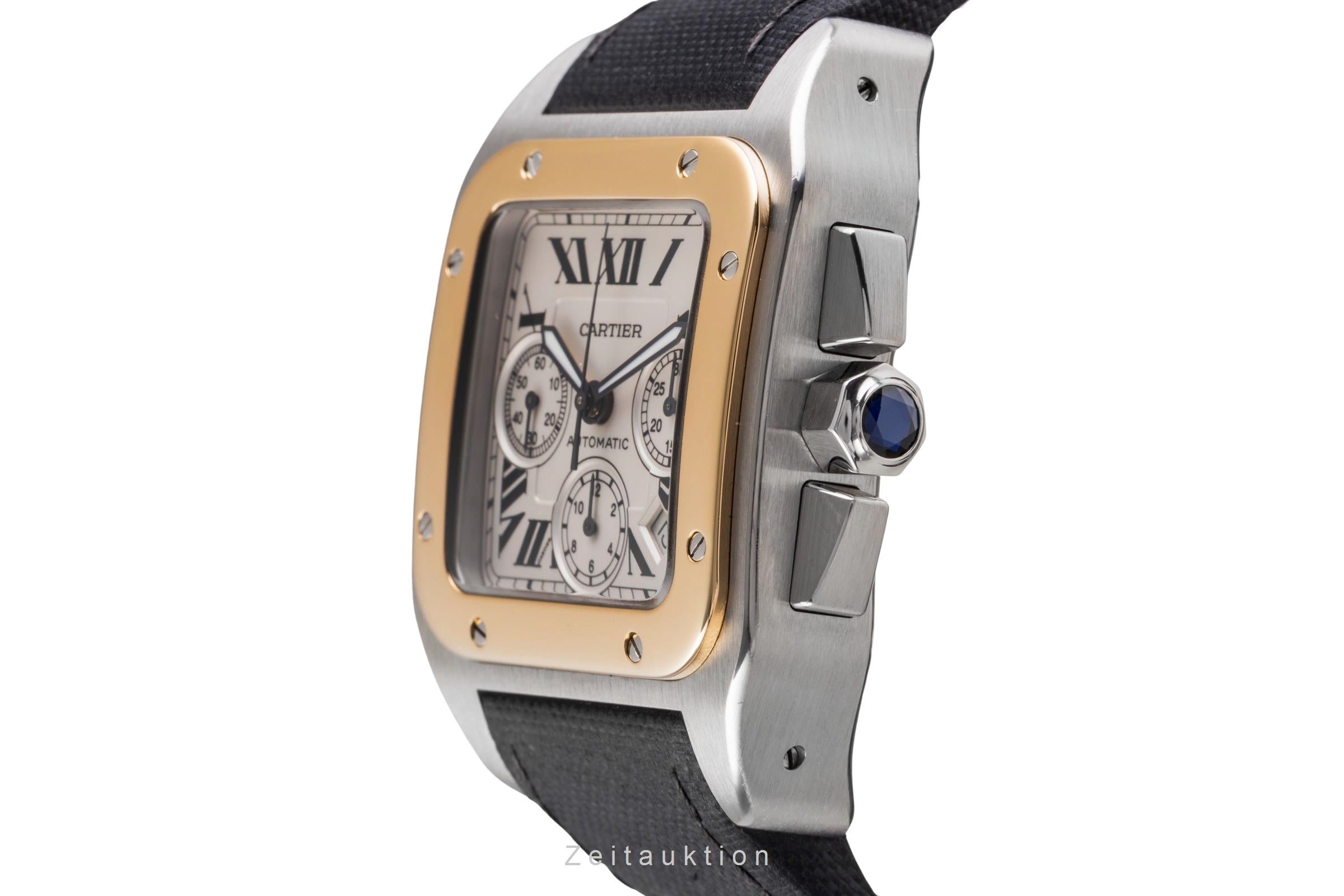 Cartier Santos 100 cronógrafo acero / oro automático reloj para caballeros W20091X7 LP: 16700EUR  [2505269]