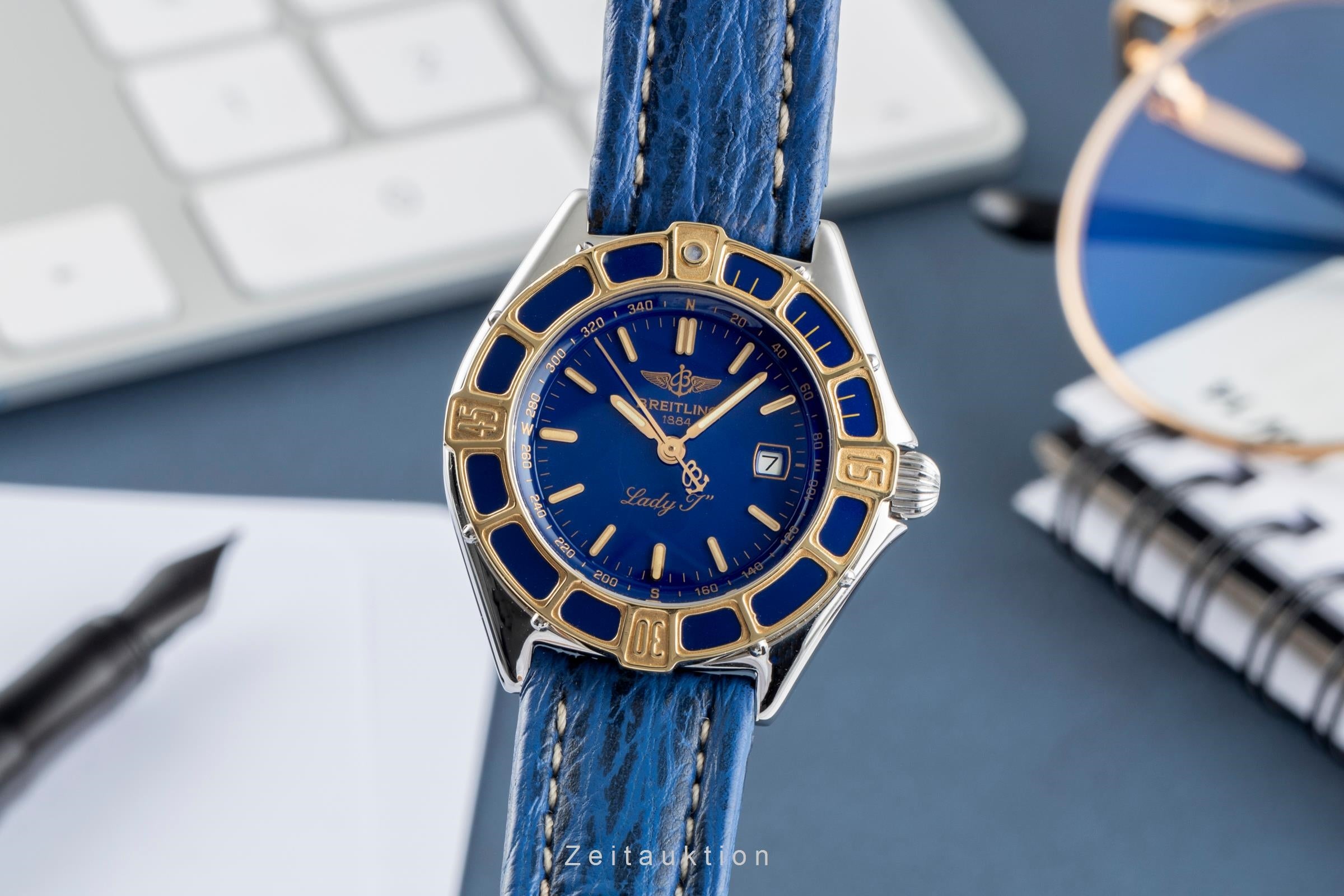 Breitling Lady J Blue Dial Stahl / Gold Quarz Damenuhr Ref. D52065 Klassiker [2505287]