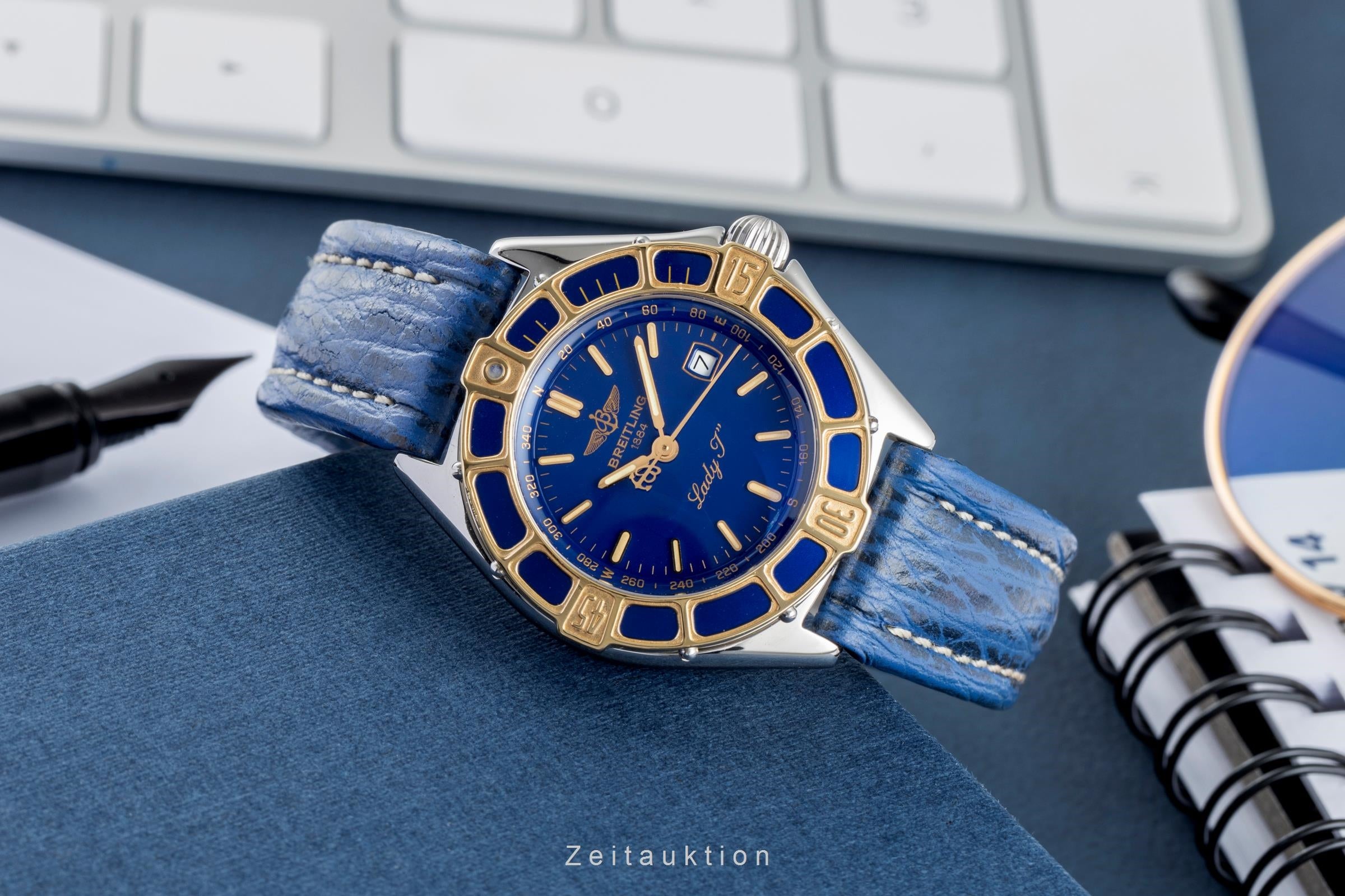 Breitling Lady J Blue Dial Stahl / Gold Quarz Damenuhr Ref. D52065 Klassiker [2505287]