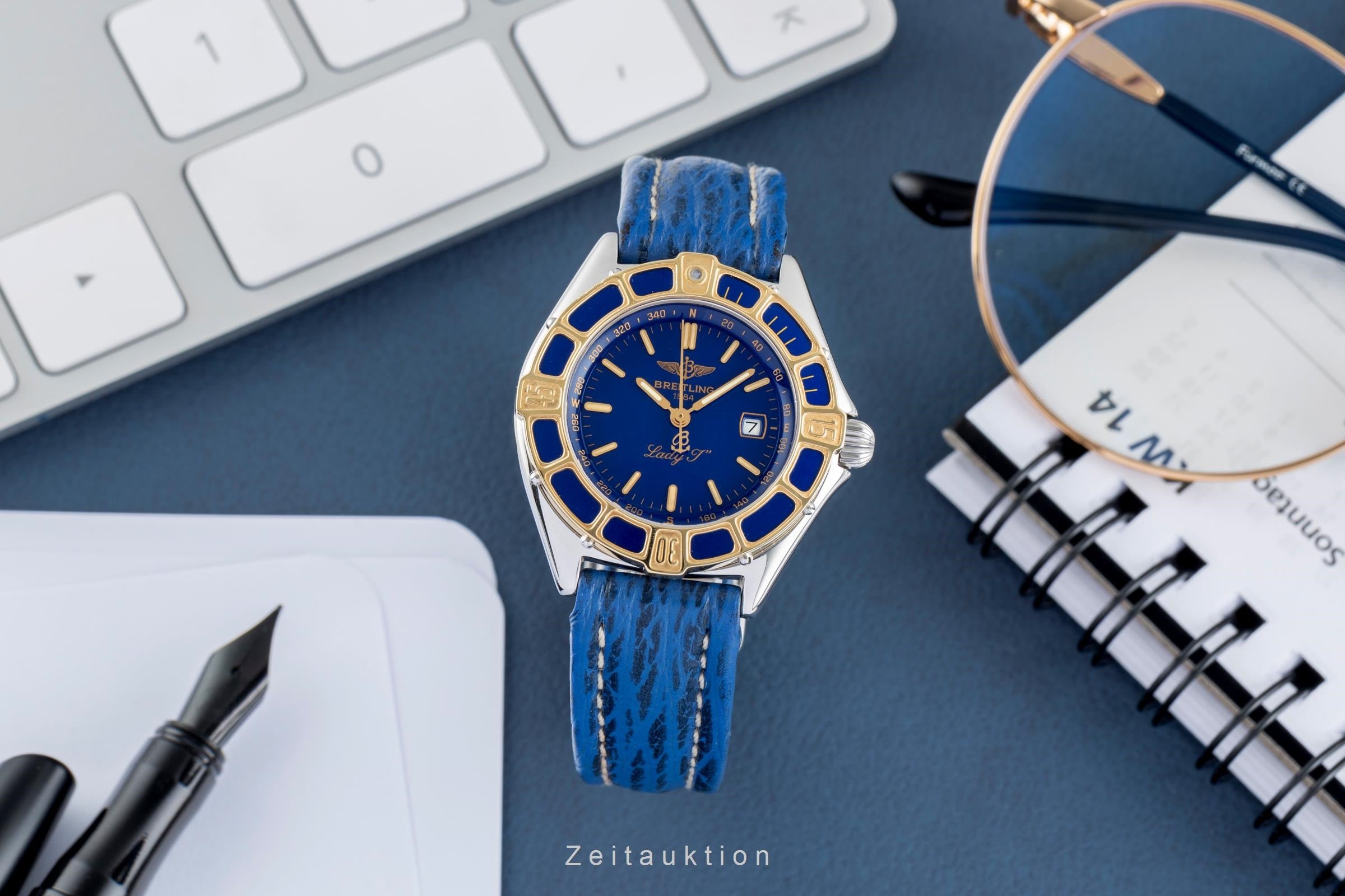 Breitling Lady J Blue Dial Stahl / Gold Quarz Damenuhr Ref. D52065 Klassiker [2505287]