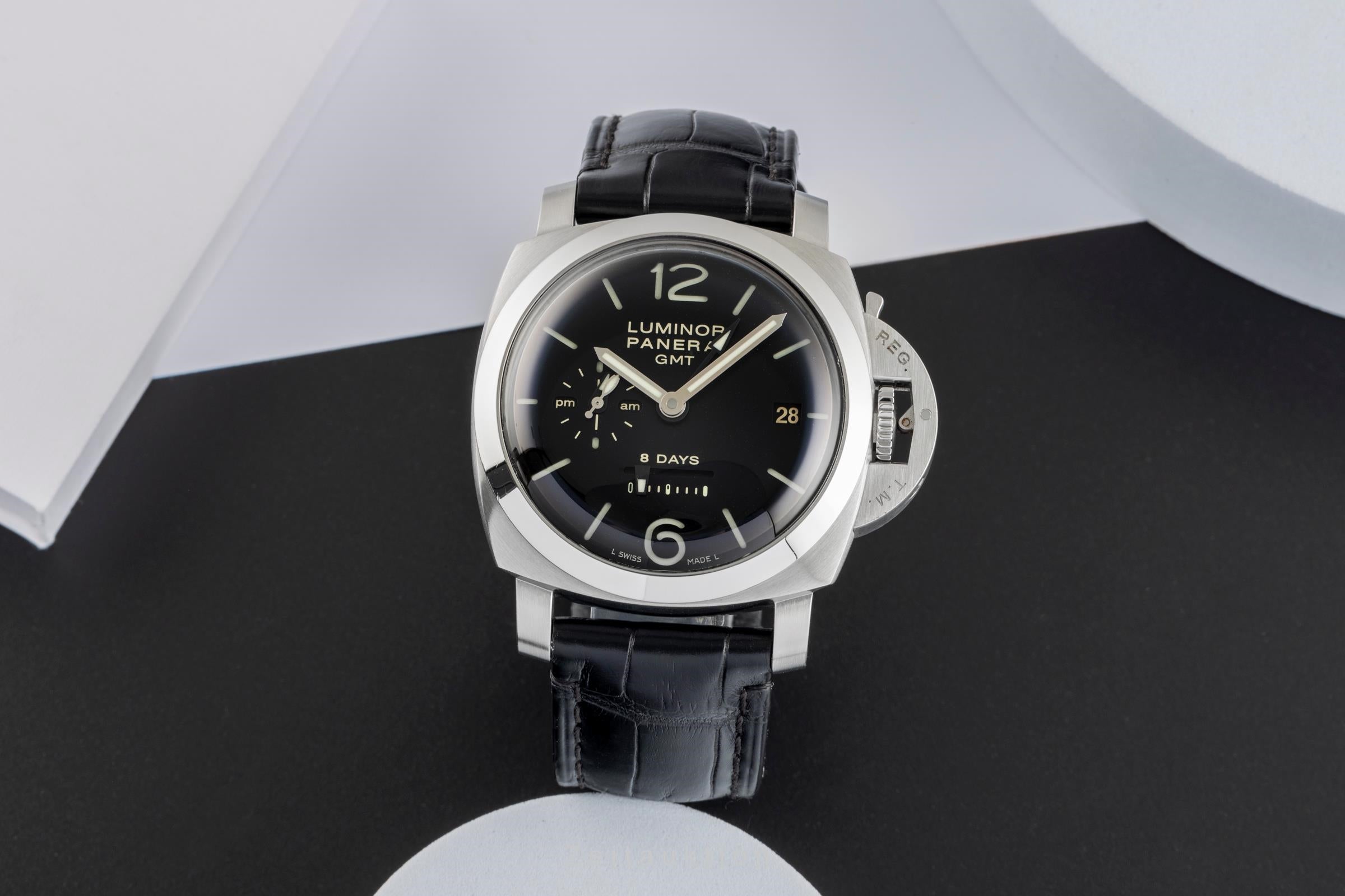 Panerai Luminor 1950 8 Days GMT Stahl Handaufzug Herrenuhr Ref. PAM00233 B&P [2505325]