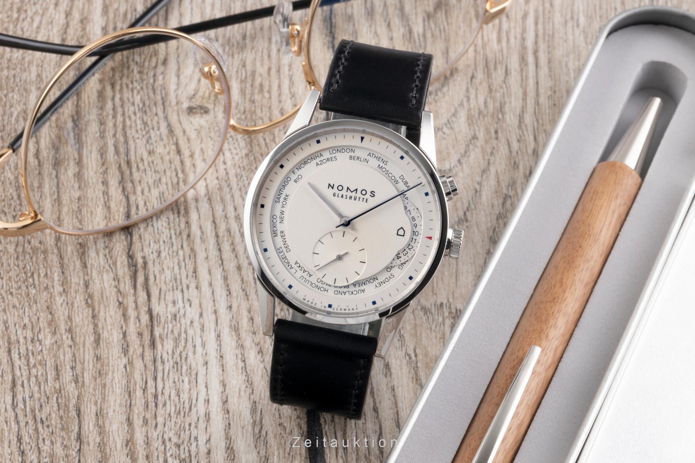 Nomos Zürich Weltzeituhr steel automatic men's watch 805 LP: 4820EUR  [2505344]