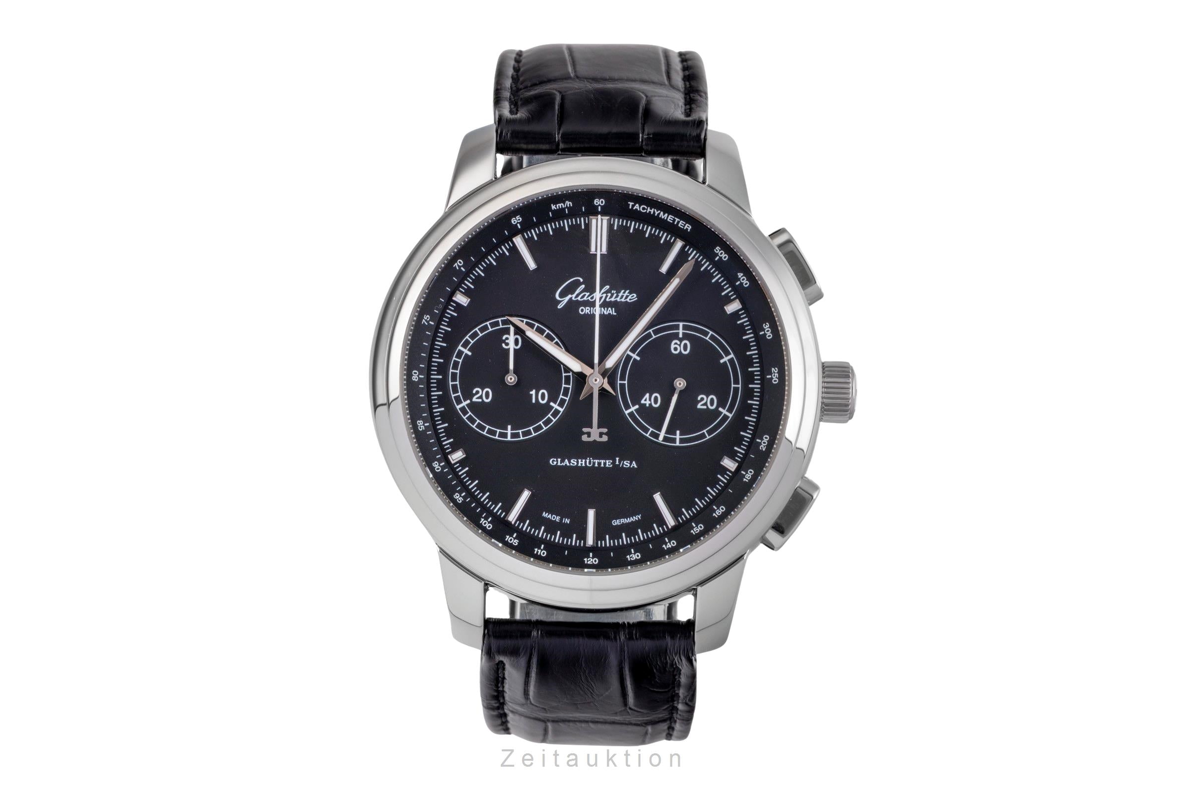 Glashütte Senator chronographe acier automatique montre pour hommes 1-39-34-20-42-04  [2505388]