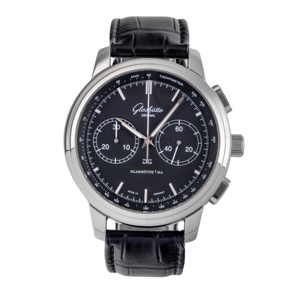 Glashütte Senator chronographe acier automatique montre pour hommes 1-39-34-20-42-04  [2505388]