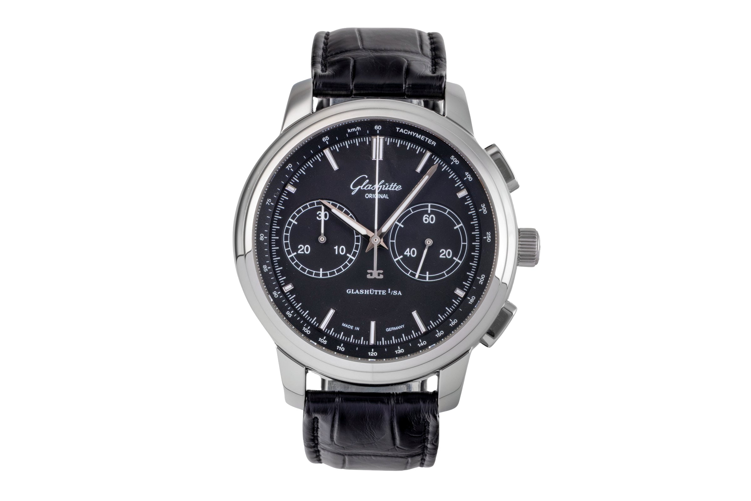 Glashütte Senator chronographe acier automatique montre pour hommes 1-39-34-20-42-04  [2505388]